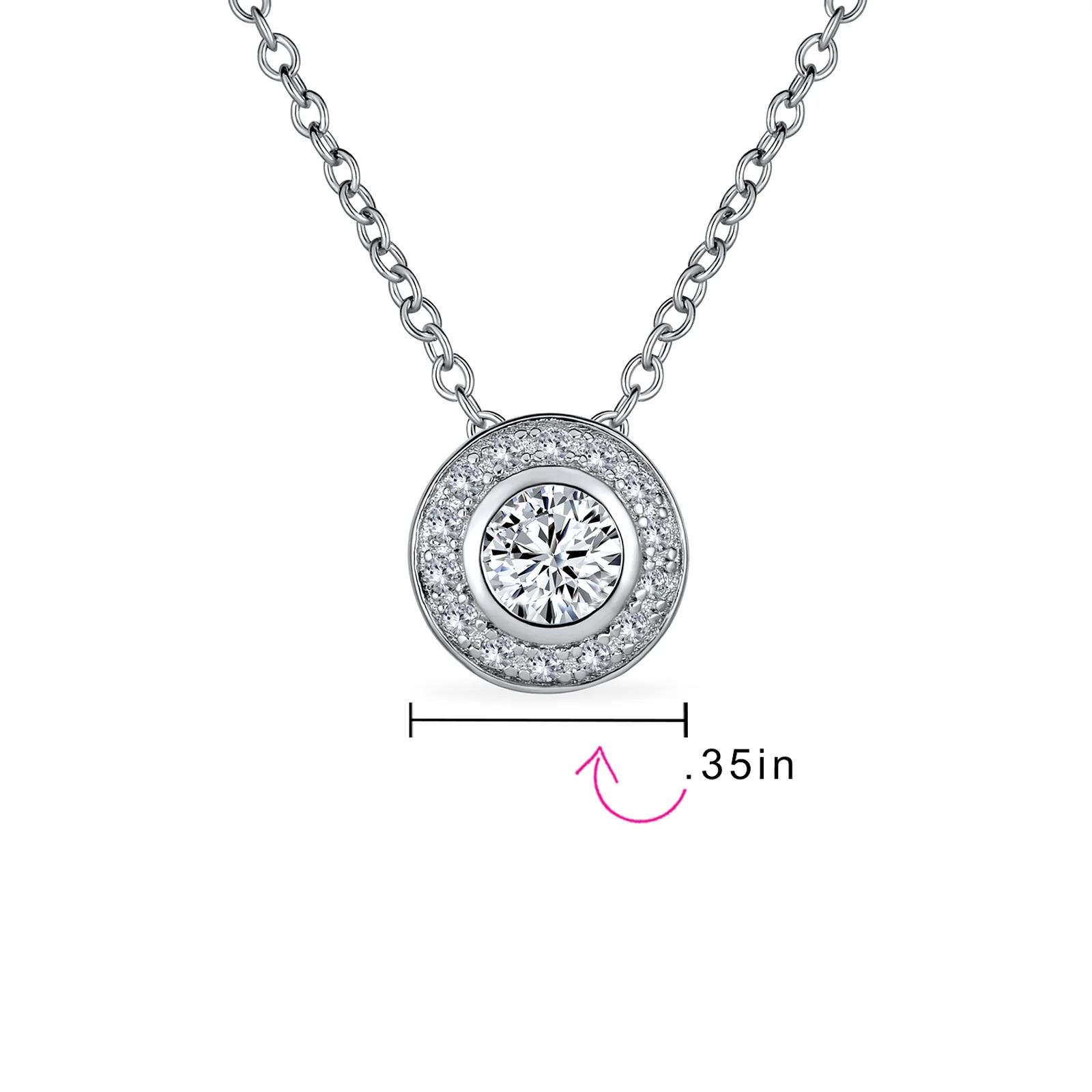 Classic Art Deco Style CZ Halo Circle Rosette Solitaire Pendant Cubic Zirconia .925 Sterling Silver - Image 4