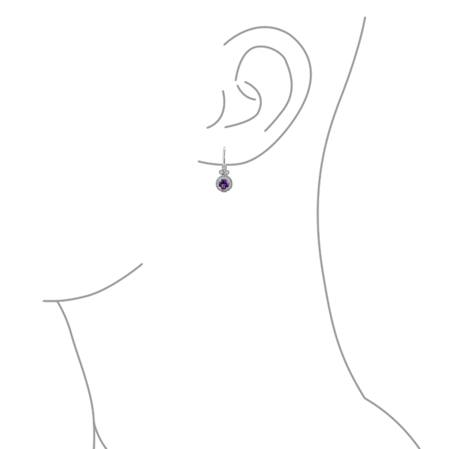 Art Deco Style Halo Circle Circlet Solitaire Synthetic Stone Drop Earrings .925 Sterling Silver - Image 5