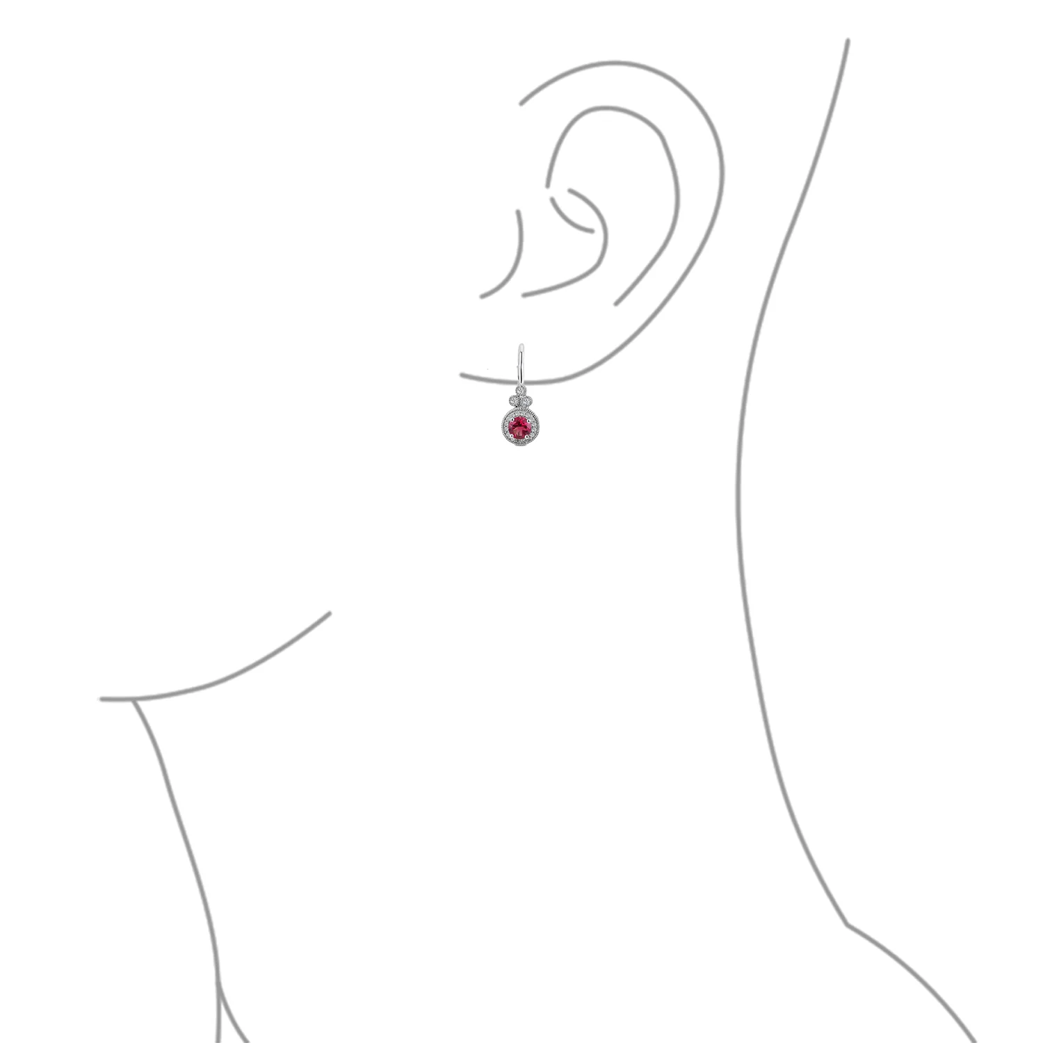 Art Deco Style Halo Circle Circlet Solitaire Synthetic Stone Drop Earrings .925 Sterling Silver - Image 6