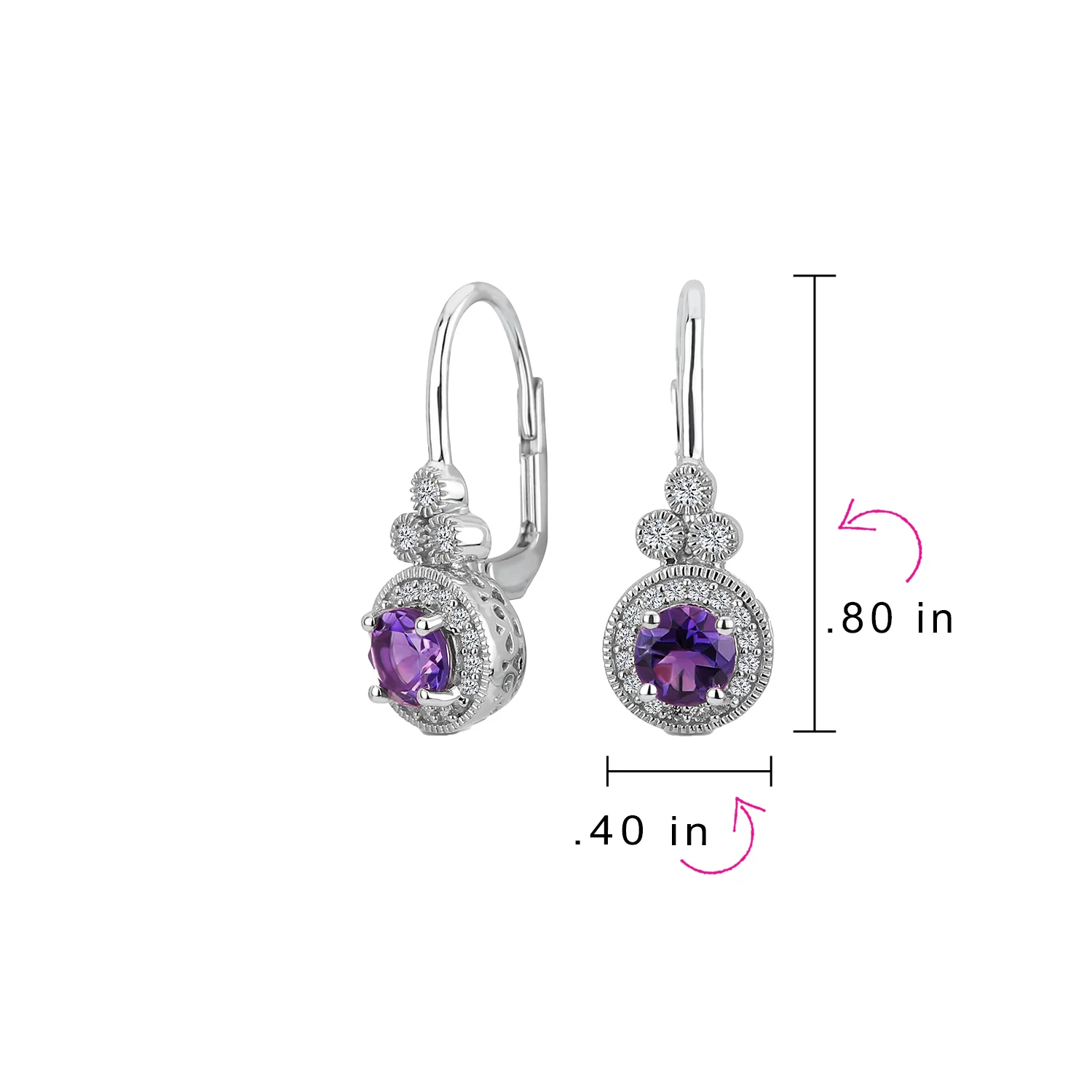 Art Deco Style Halo Circle Circlet Solitaire Synthetic Stone Drop Earrings .925 Sterling Silver - Image 7