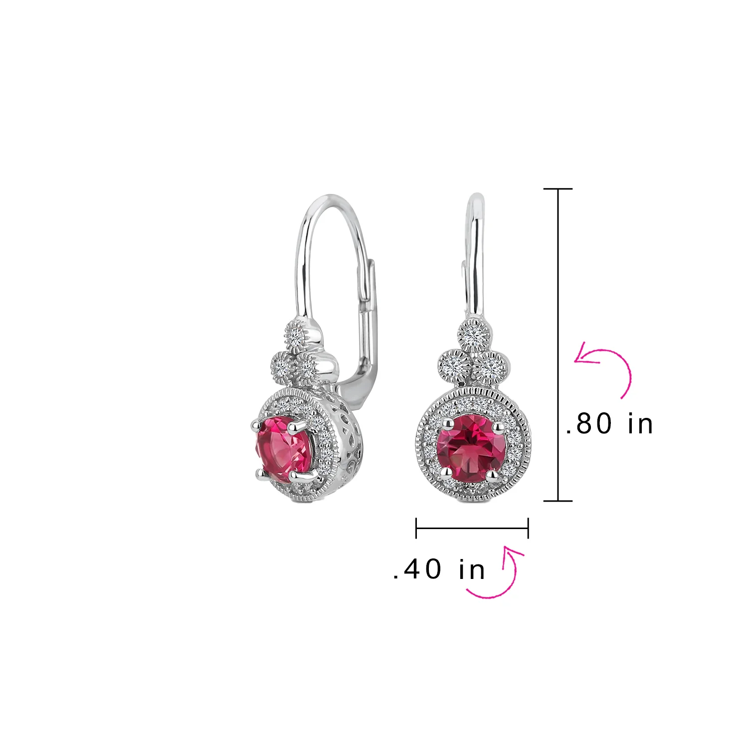Art Deco Style Halo Circle Circlet Solitaire Synthetic Stone Drop Earrings .925 Sterling Silver - Image 8