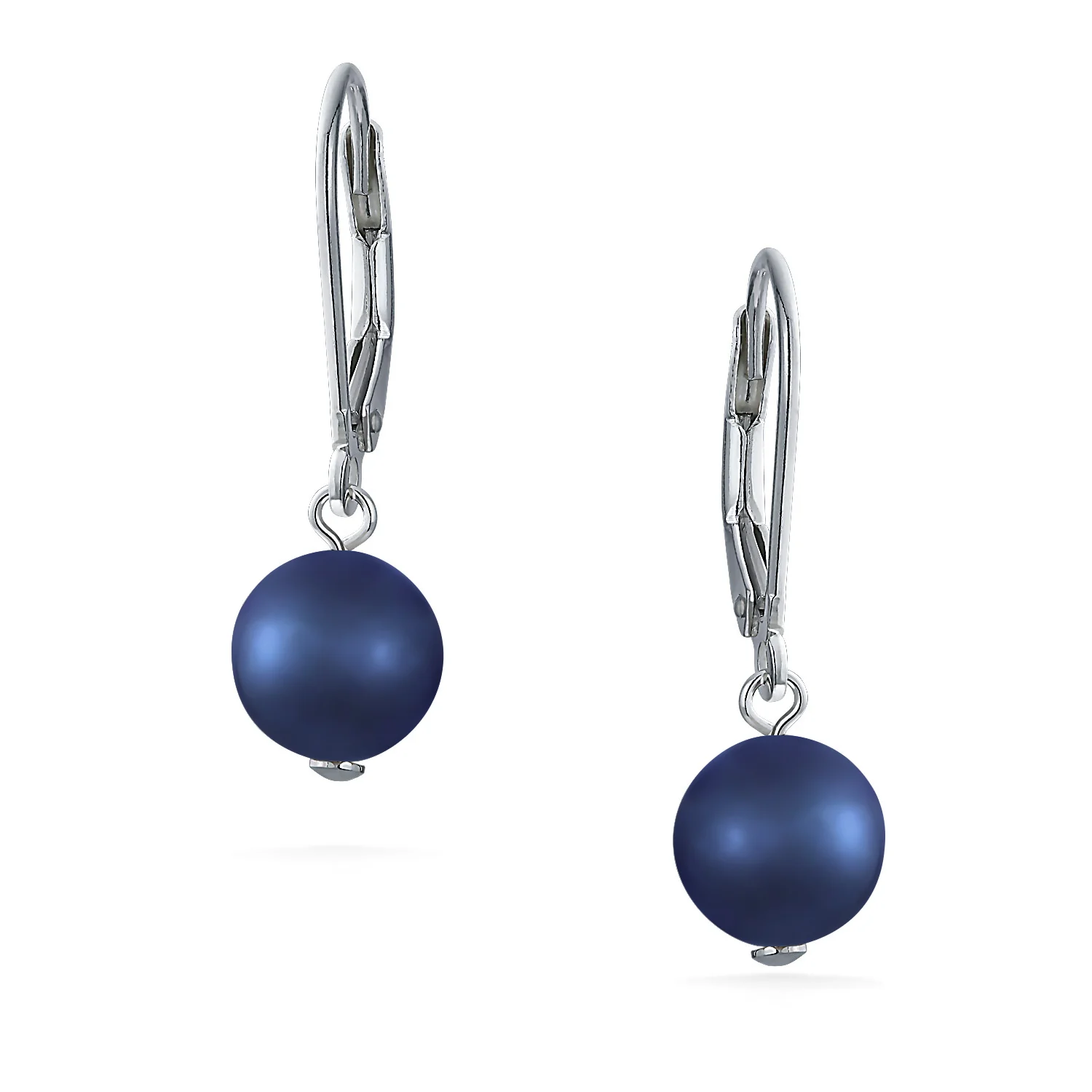 Classic Black White Pink Pearl Drop Ball Earrings Sterling Silver Leverback - Image 5