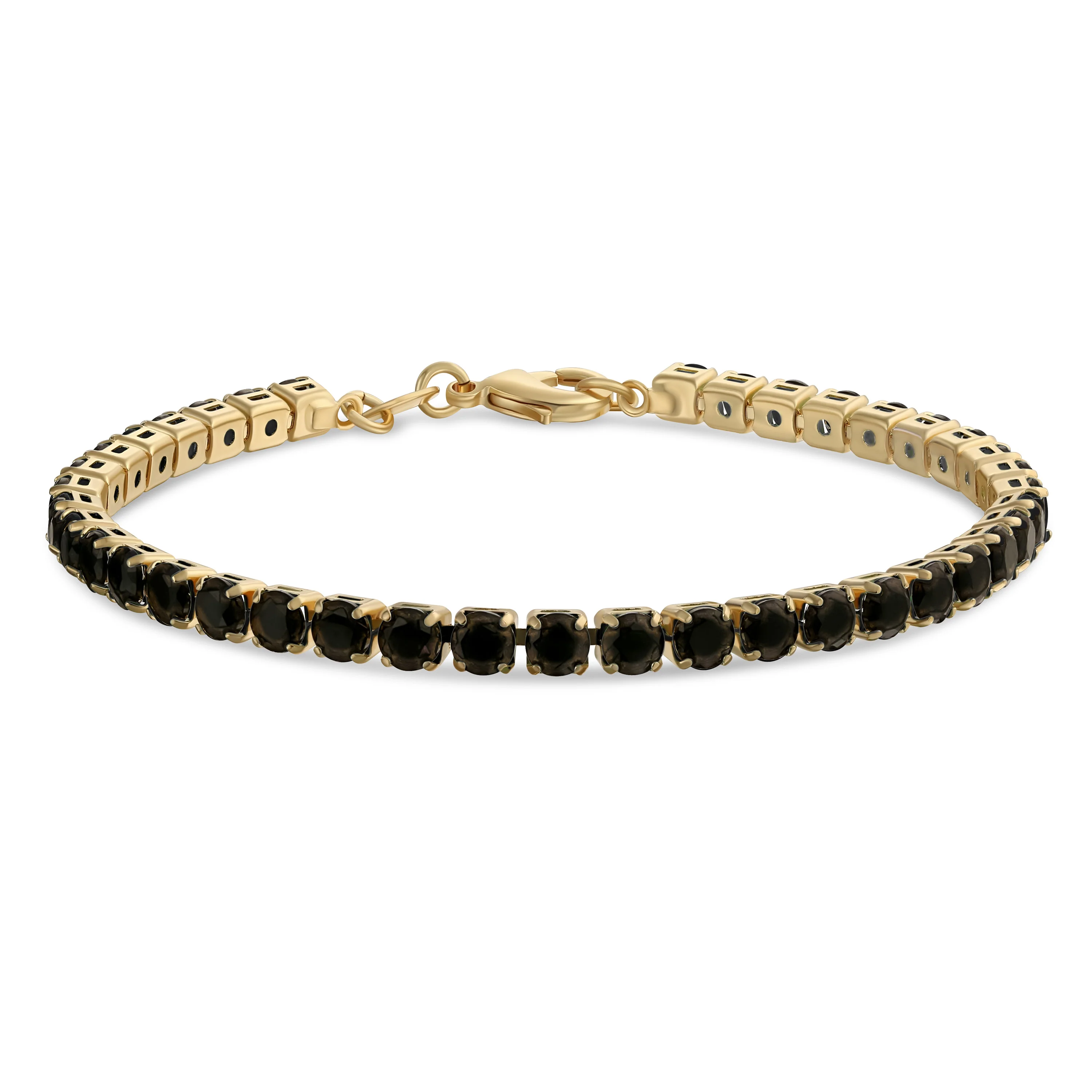 Classic 12CTW Prong Basket Set Solitaire Round Cubic Zirconia Cabochon CZ Tennis Bracelet Gold Plated 7.5 Inch
