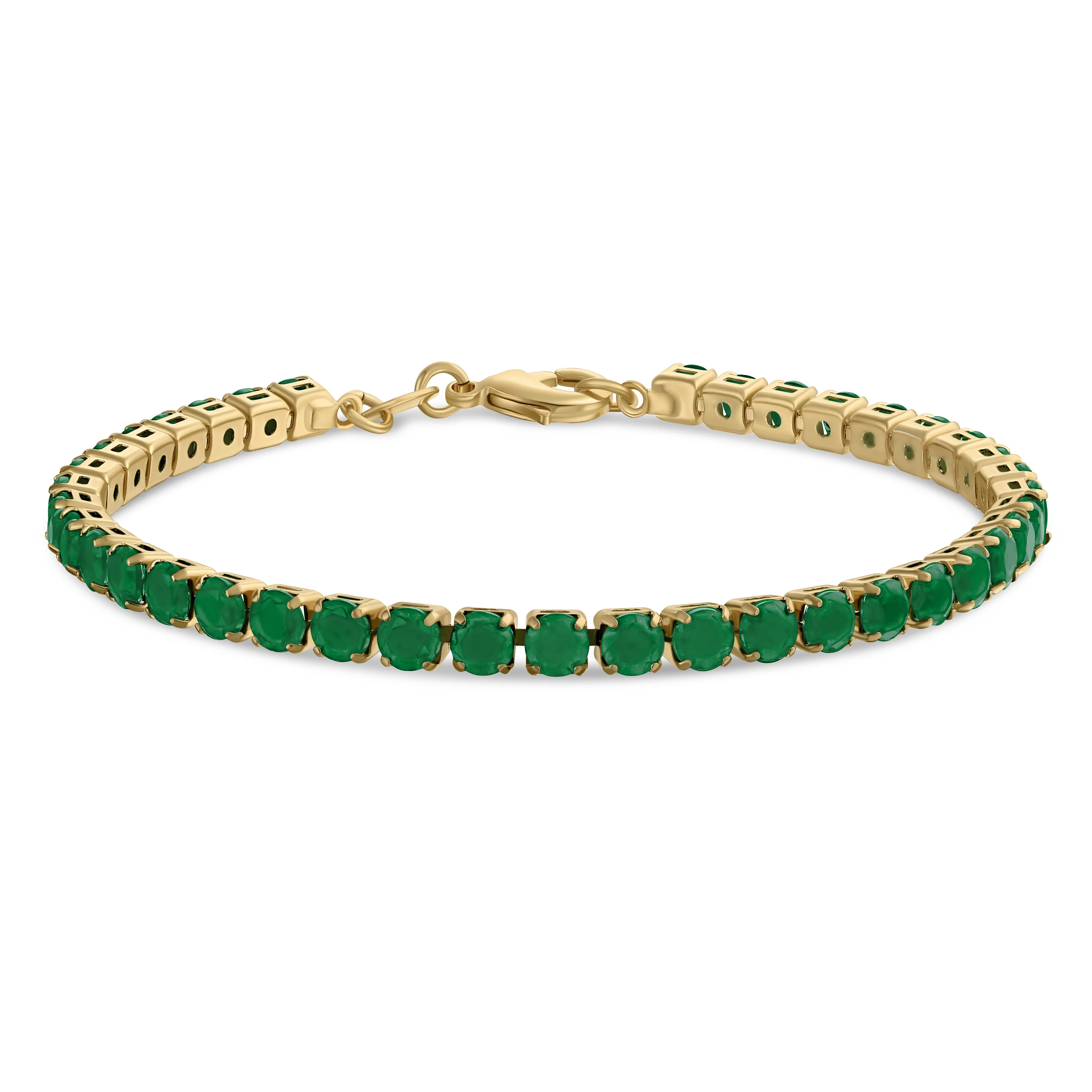 Classic 12CTW Prong Basket Set Solitaire Round Cubic Zirconia Cabochon CZ Tennis Bracelet Gold Plated 7.5 Inch - Image 2