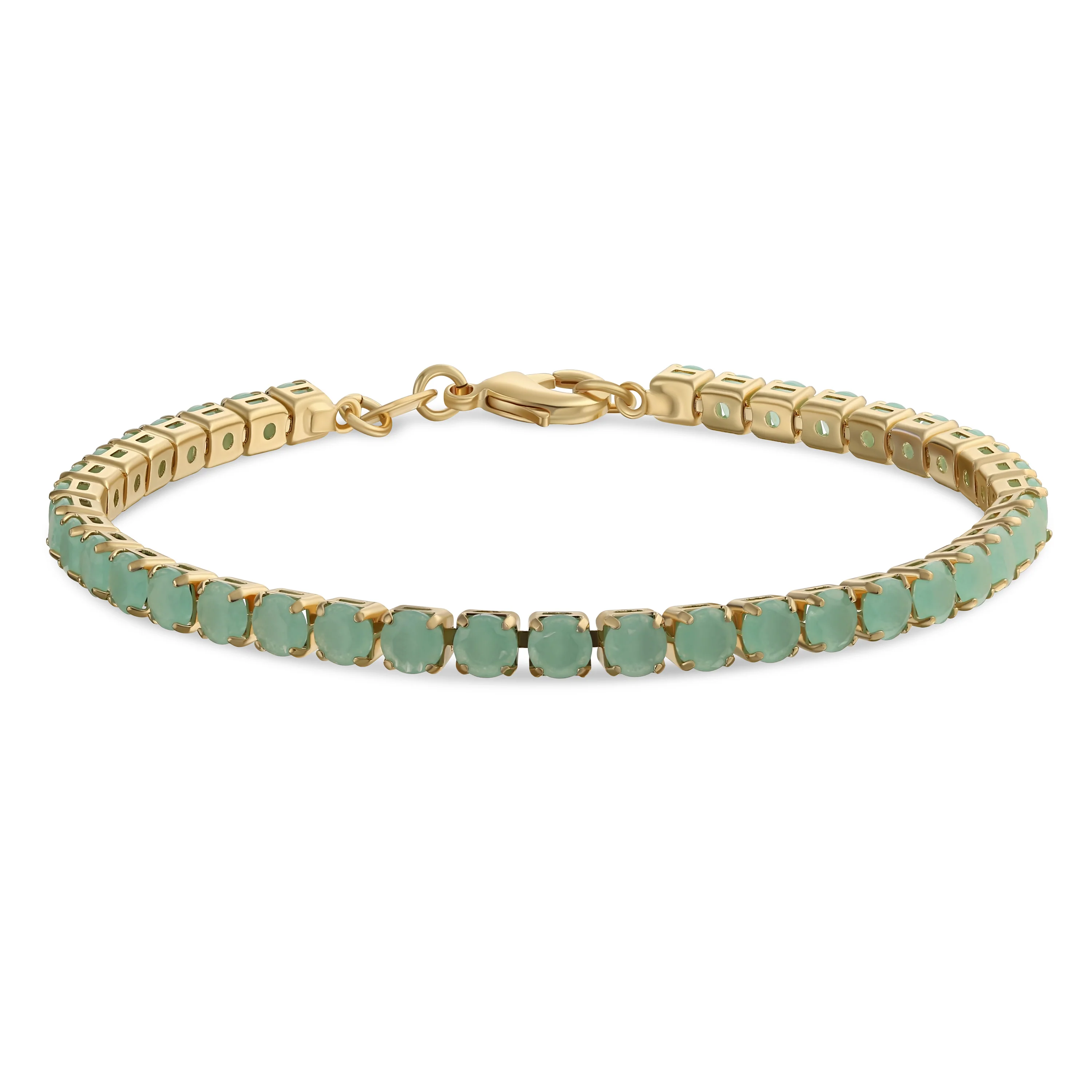 Classic 12CTW Prong Basket Set Solitaire Round Cubic Zirconia Cabochon CZ Tennis Bracelet Gold Plated 7.5 Inch - Image 3