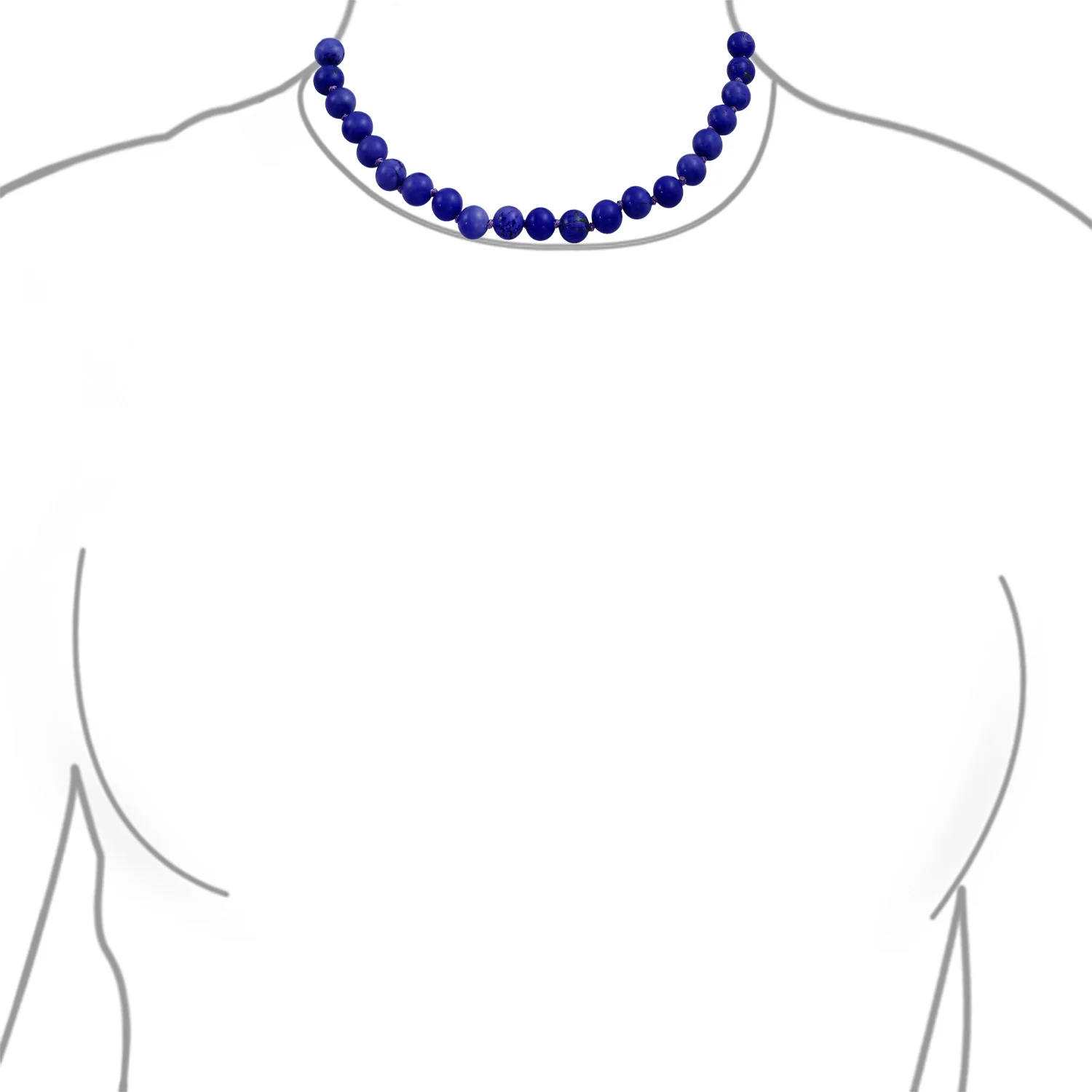 Classic Simulated Blue Lapis Lazuli 7MM Beads Strand Necklace & Bracelet Set - Image 8