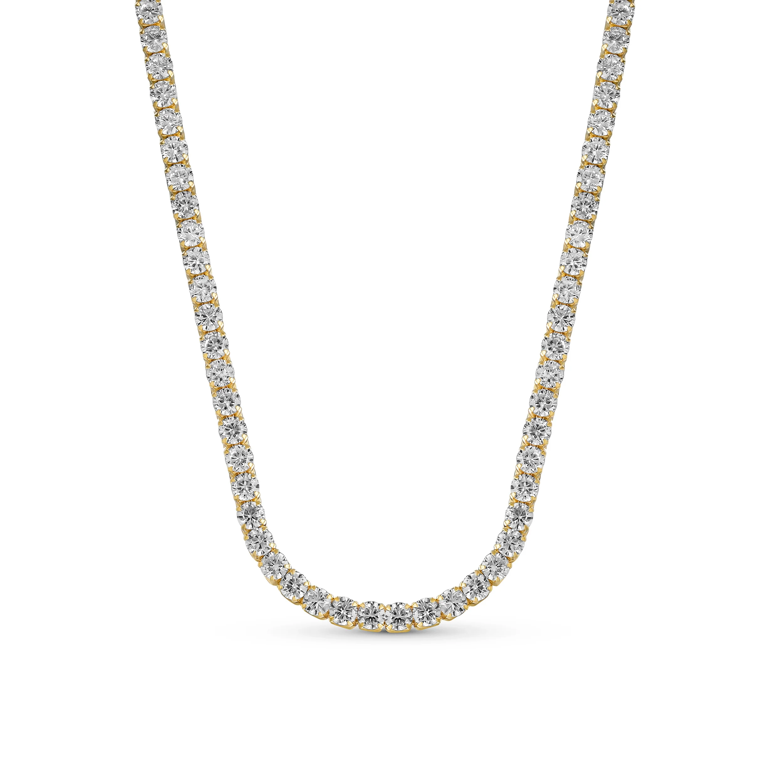 Bridal CZ Round Prong Set Collar Necklace 14K Gold Plated - Image 2