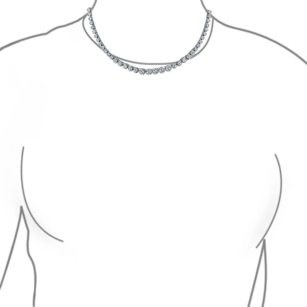 Cocktail Cubic Zirconia Bezel Set CZ Graduated Tennis Necklace Collar Silver Plated - Image 8