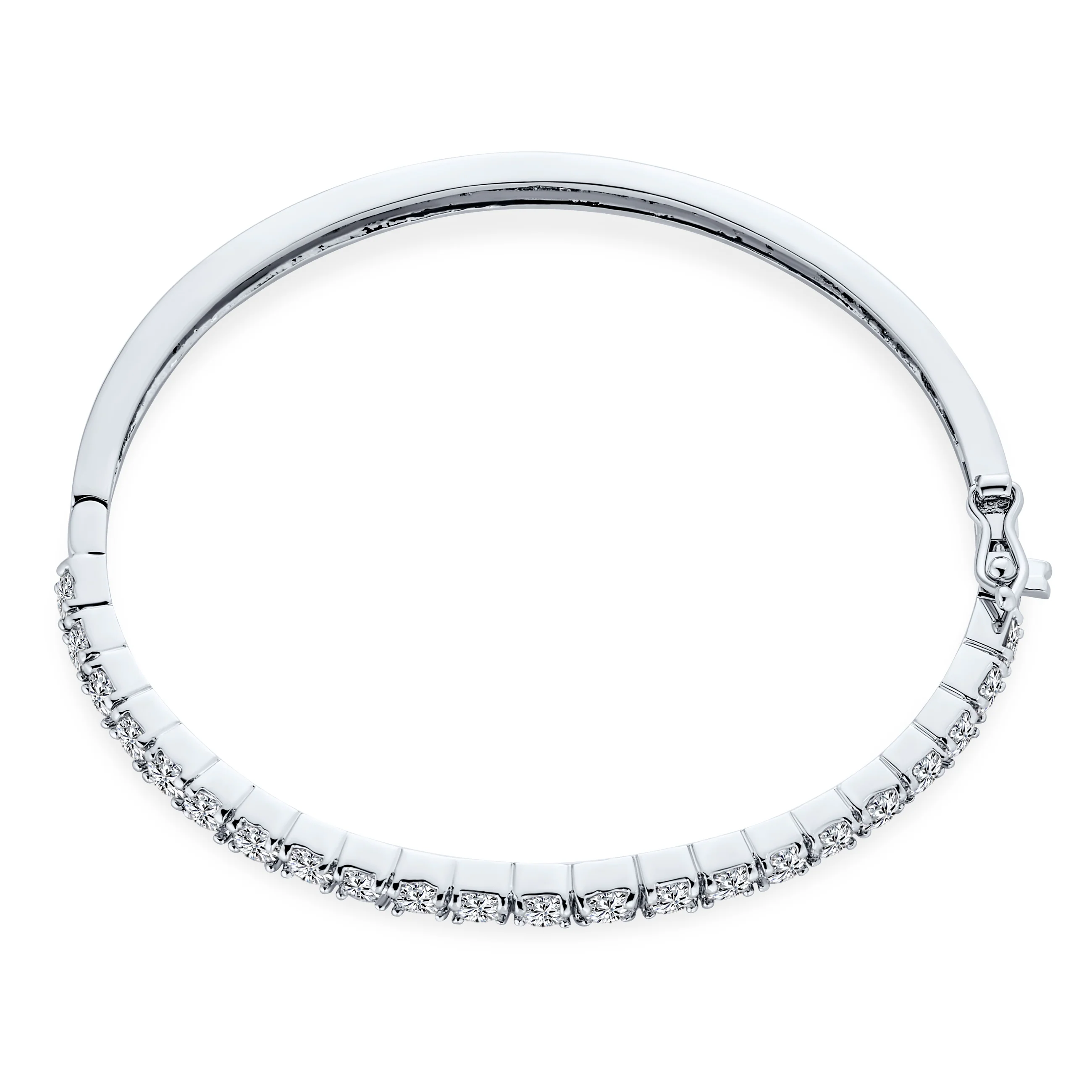 Formal Princess Cut CZ Stackable 1/2 Eternity Tennis Bangle Bracelet 7-7.5 Inch - Image 2