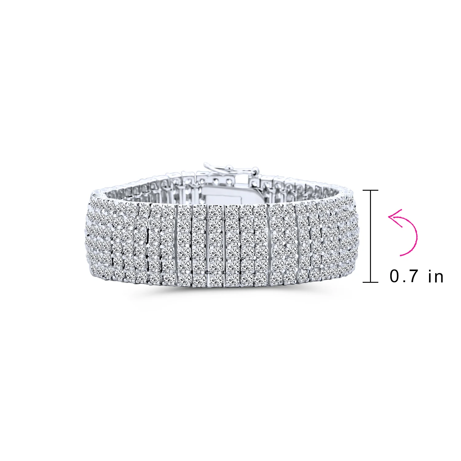 Bridal Special Occasion Jewelry Six Row Fashion Statement CZ Cubic Zirconia Wide Tennis Bracelet - Image 3