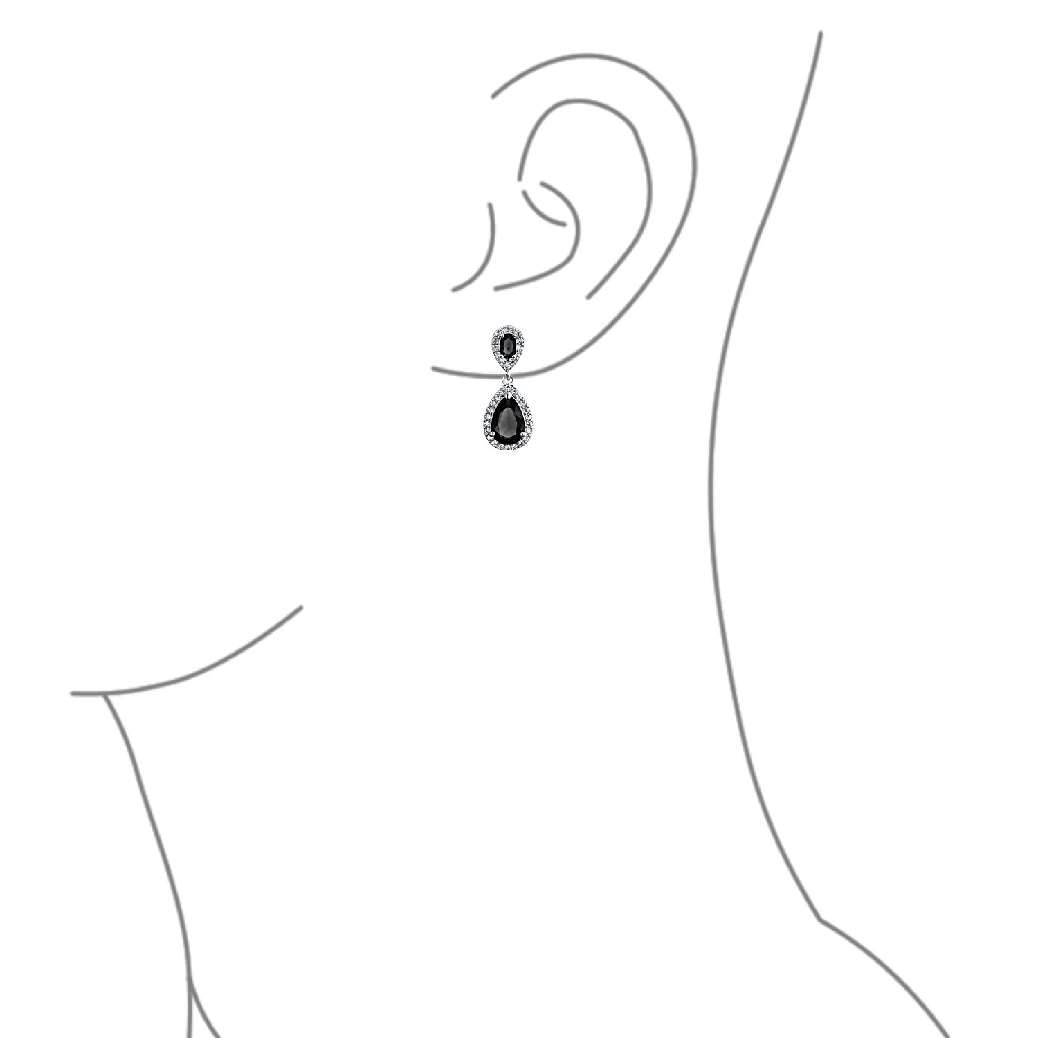 Cubic Zirconia Pave CZ Halo Pear Shaped Teardrop Dangle Statement Earrings - Image 11
