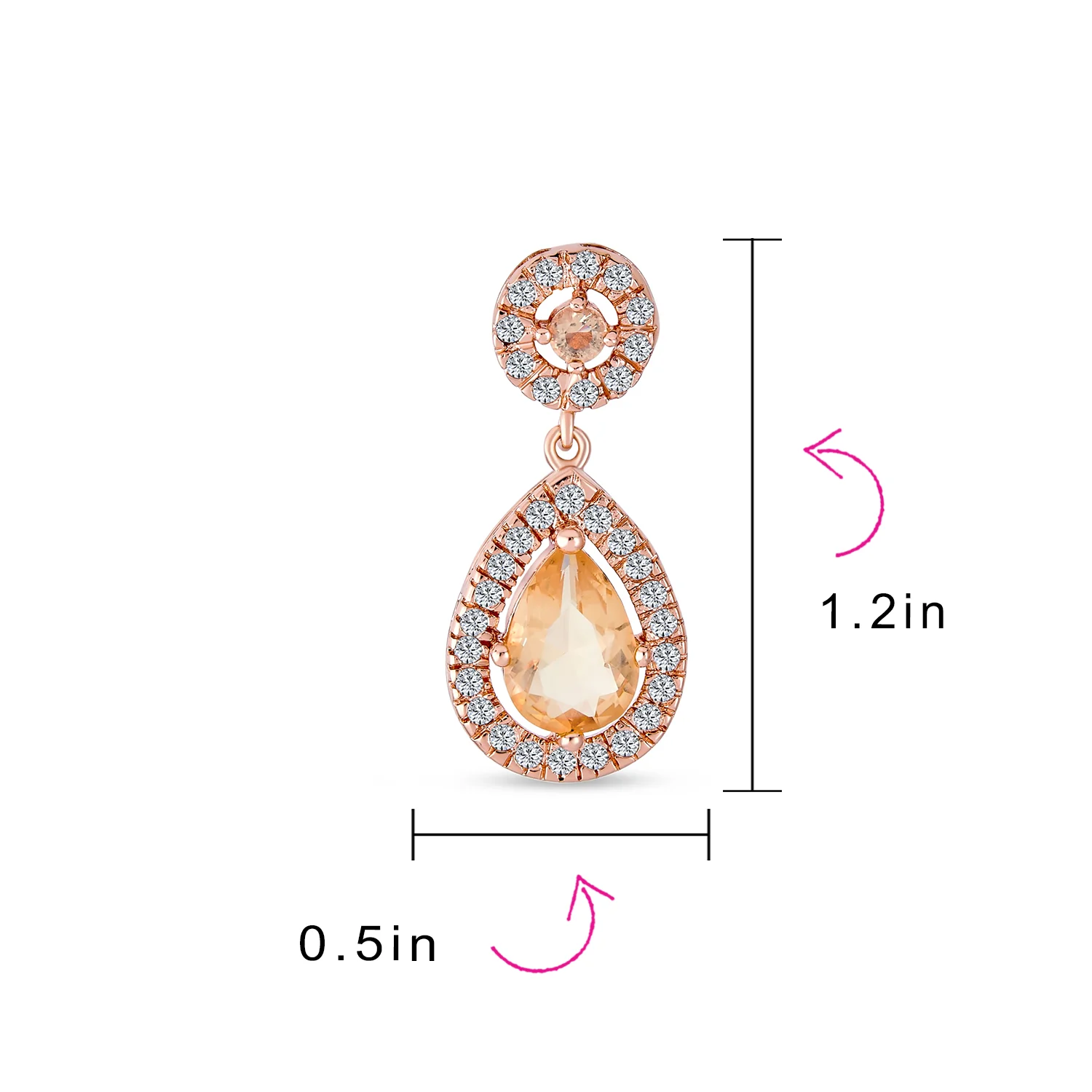 Classic Cocktail Cubic Zirconia Halo Red Teardrop CZ Drop Earrings Silver Plated - Image 11