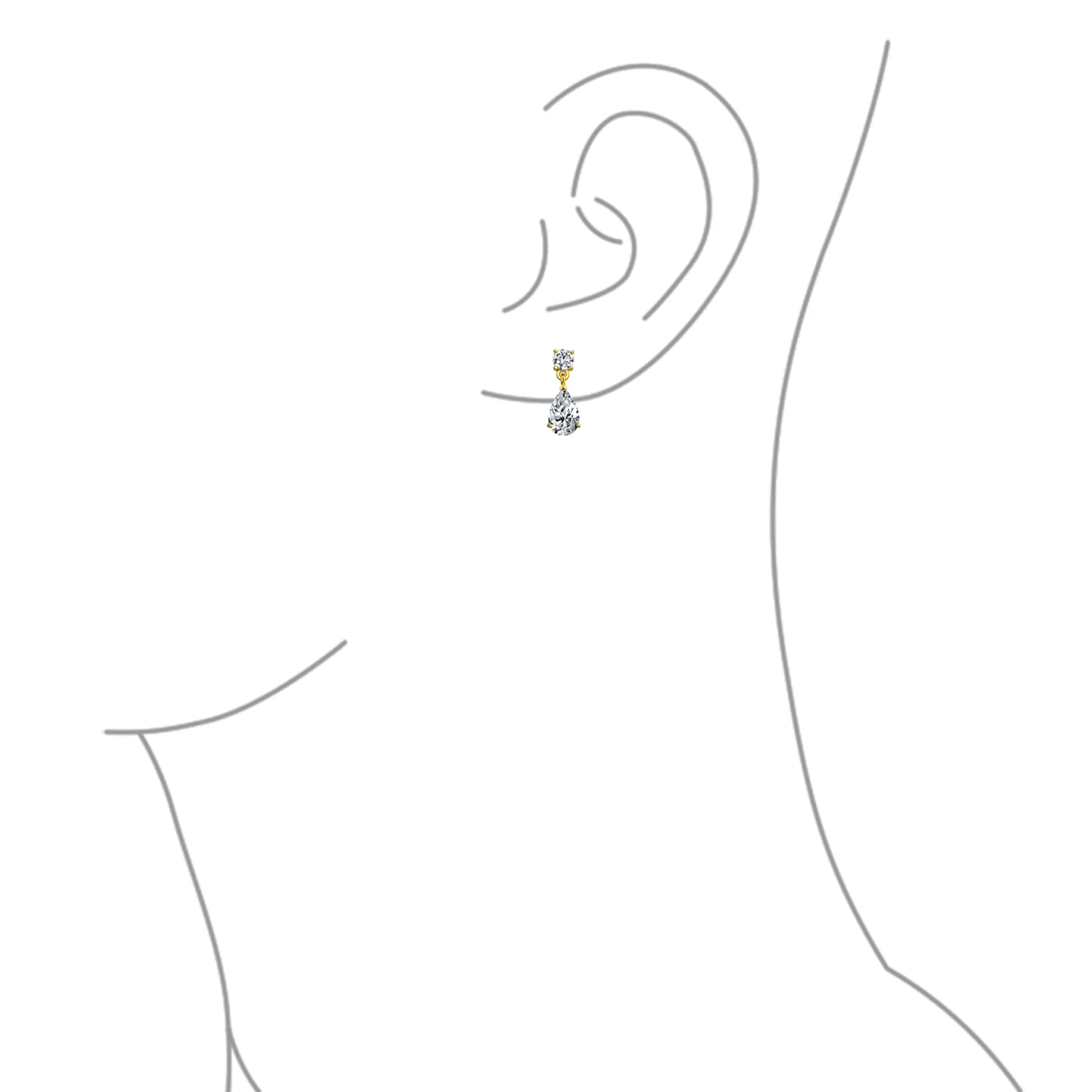 Bridal CZ Dangle Chandelier Earrings 14K Gold Plated Silver - Image 9