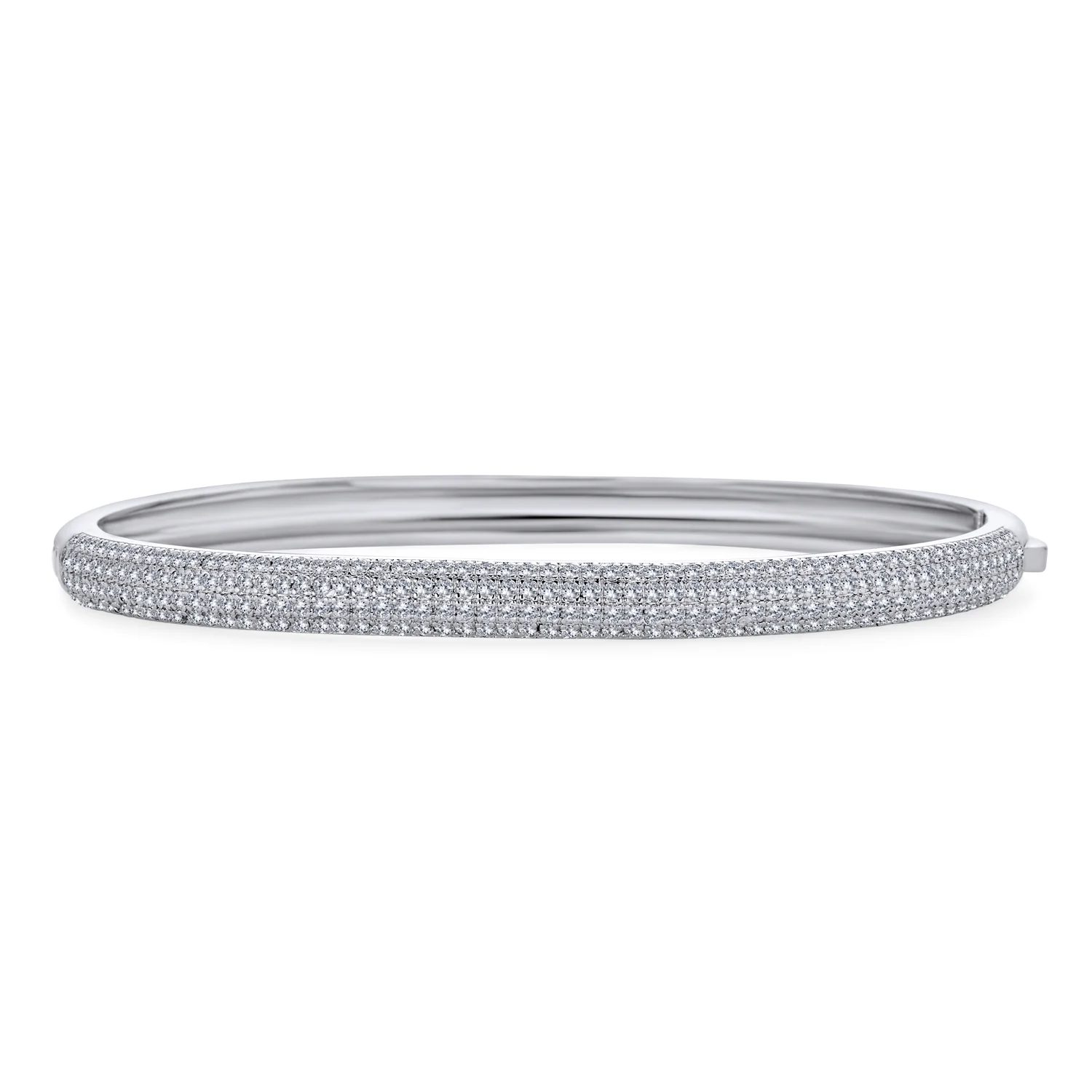 Classic CZ Micro Pave Cubic Zirconia Stackable Half Eternity Bangle Bracelet Silver Plated