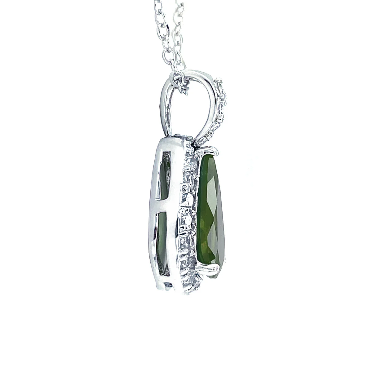5CT Solitaire Teardrop Halo Cubic Zirconia CZ Pendant Necklace Silver Plated - Image 10