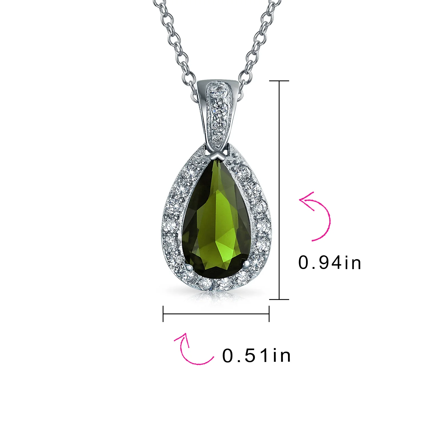 5CT Solitaire Teardrop Halo Cubic Zirconia CZ Pendant Necklace Silver Plated - Image 22