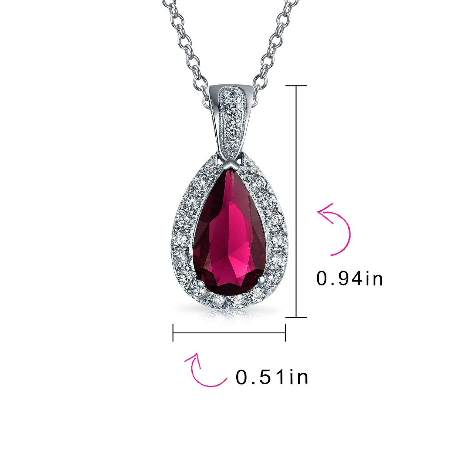 5CT Solitaire Teardrop Halo Cubic Zirconia CZ Pendant Necklace Silver Plated - Image 24
