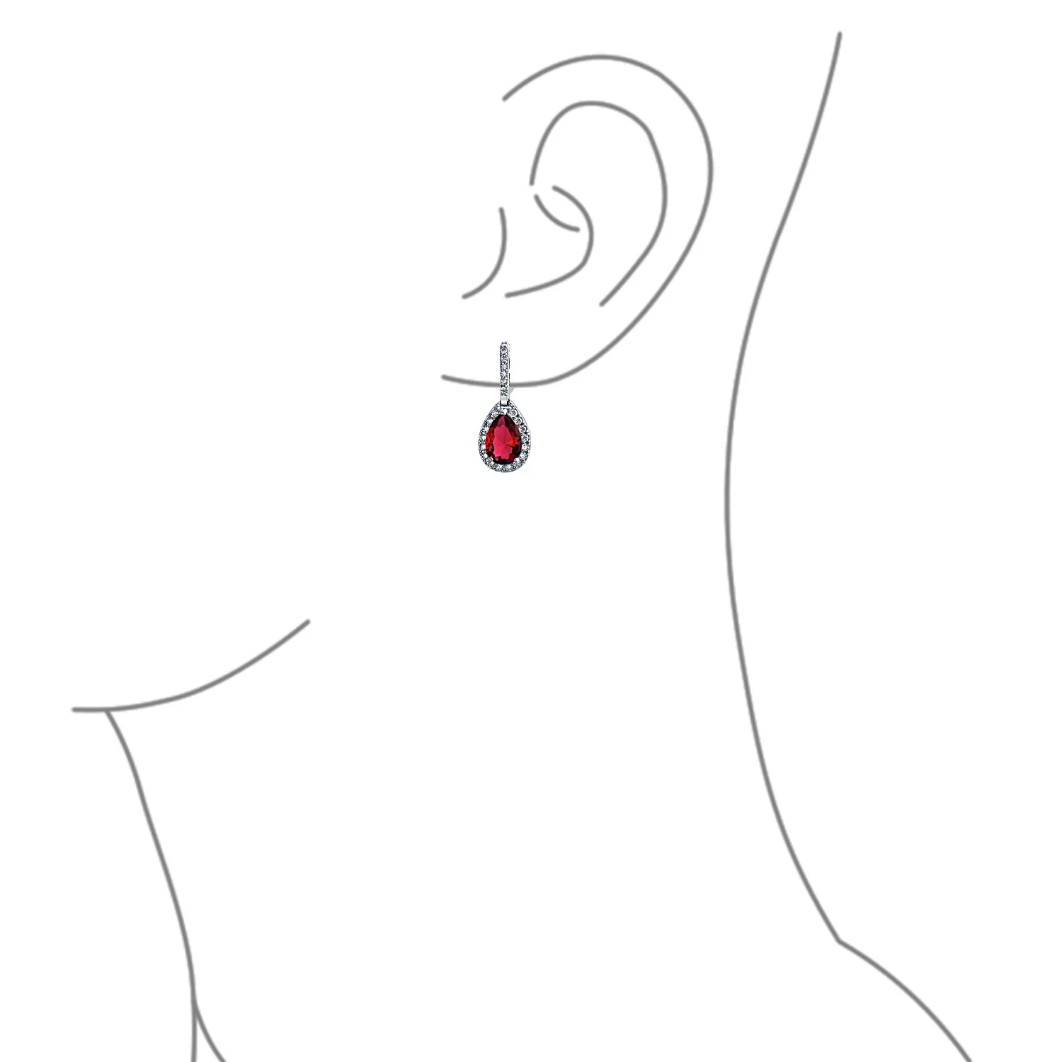 Solitaire Teardrop Halo Blue Green Red Cubic Zirconia CZ Pendant Necklace Earrings Jewelry Set - Image 15