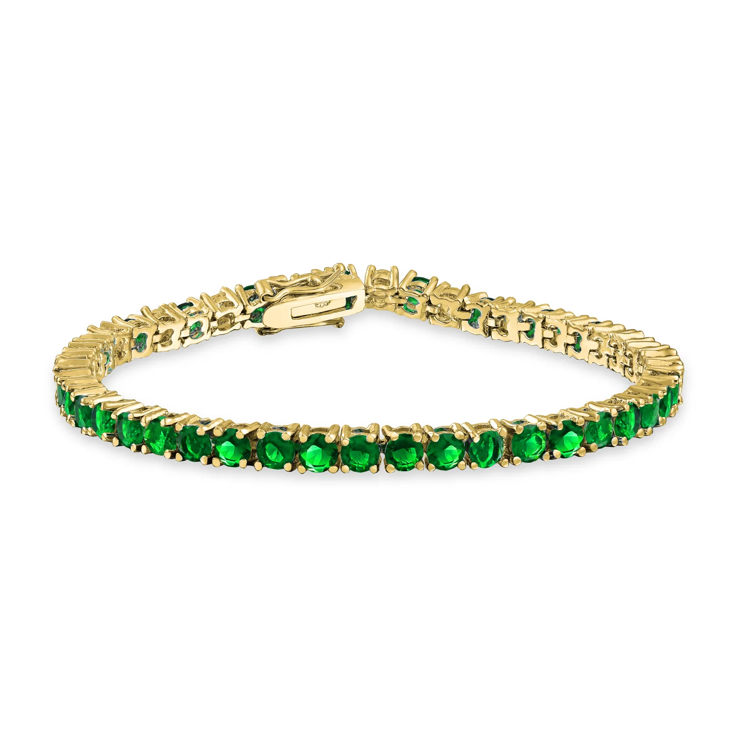 Classic 12CTW Cubic Zirconia Solitaire CZ Tennis Bracelet Gold Plated 7.5 Inch