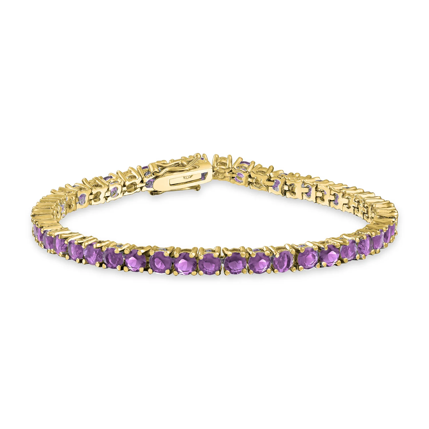 Classic 12CTW Cubic Zirconia Solitaire CZ Tennis Bracelet Gold Plated 7.5 Inch - Image 2