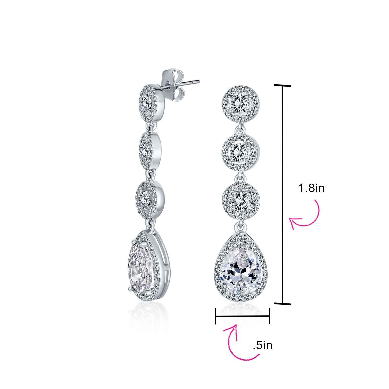Classic Bridal Triple Round Pave CZ Dangle Chandelier Earrings GoldSilver Plated - Image 8