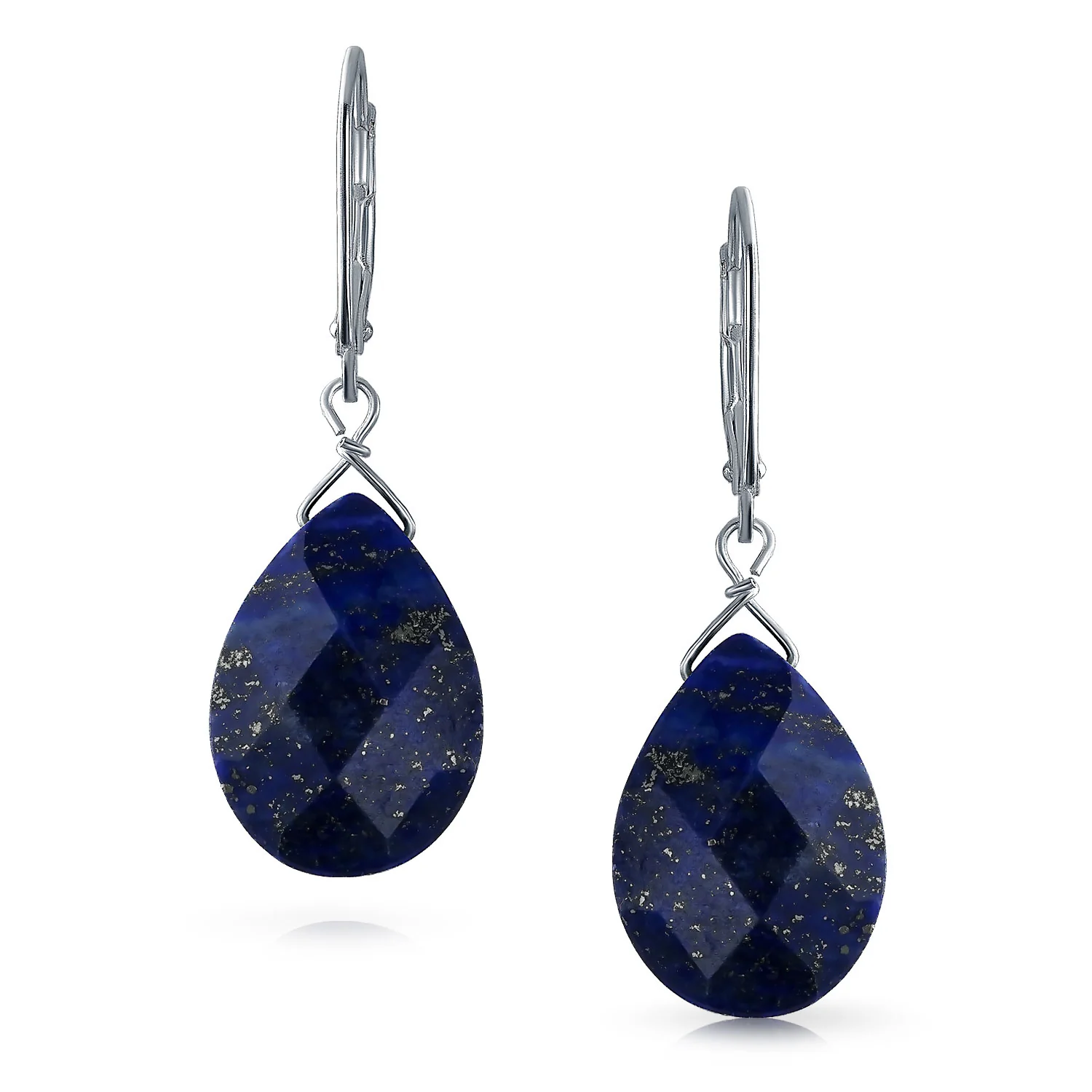 Purple Amethyst Faceted Teardrop Drop Dangle Lever back Earrings Sterling Silver - Image 5