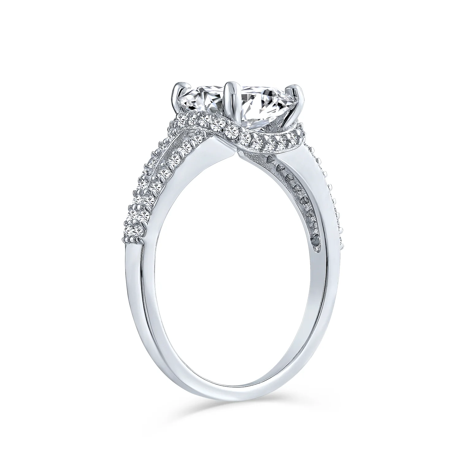 3CT CZ Solitaire Square Cushion Cut Engagement Ring Split Shank Band .925 Sterling Silver - Image 5