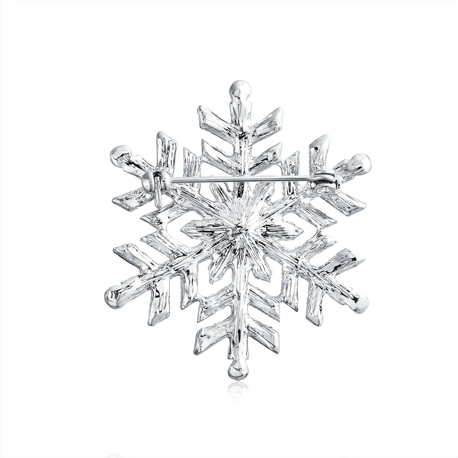 Classic Christmas Brooche Pin White Pearl Crystal Snowflake Scarf Accessory - Image 2
