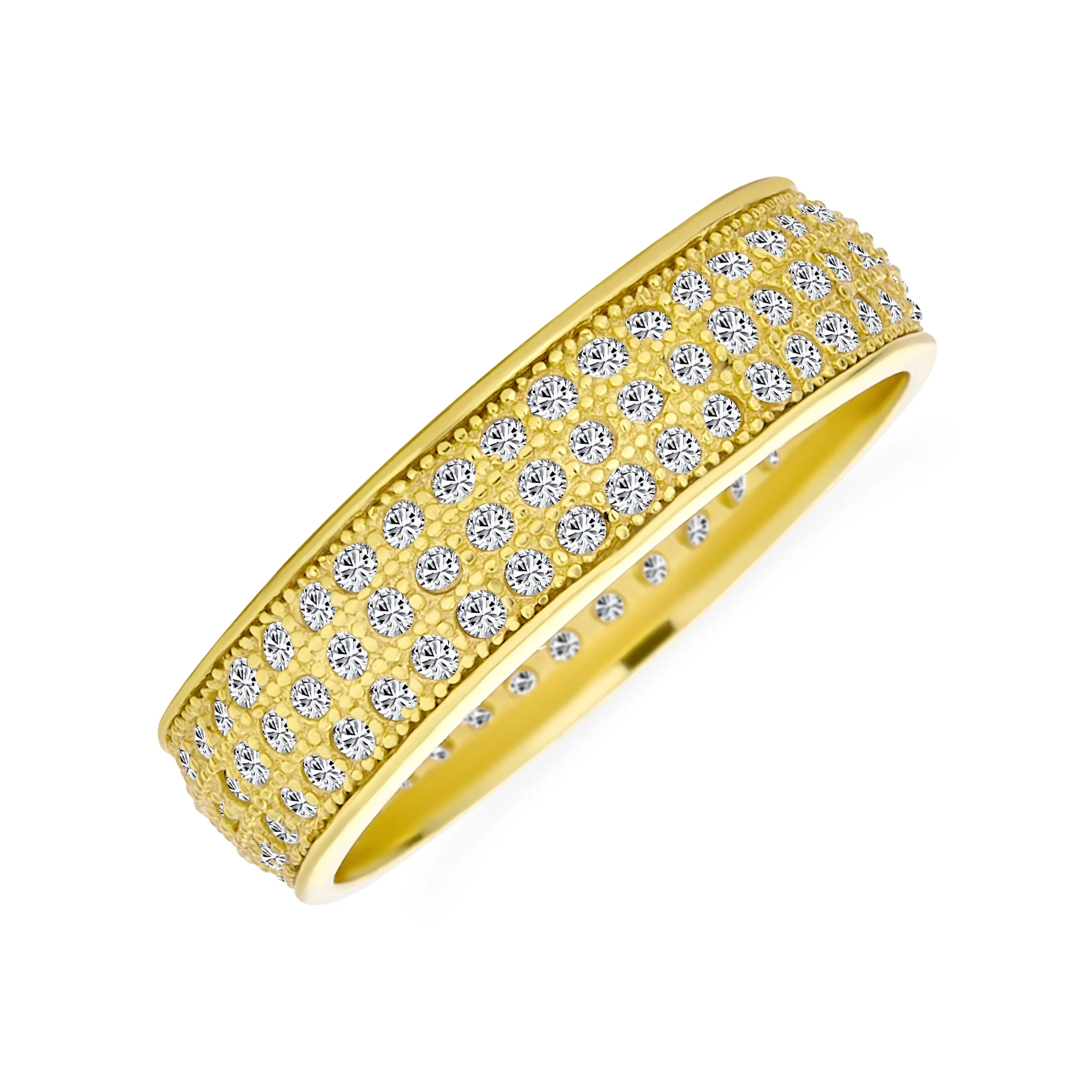 Wide Statement Eternity Band Ring 3 Row Micro Pave CZ .925 Sterling Silver 5MM - Image 2