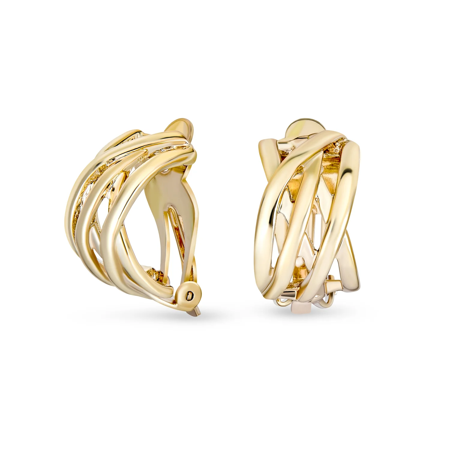 Classic Celtic Knot Clip-On Earrings Two Tone For Non-Pierced Ears Gold Plated - Image 4