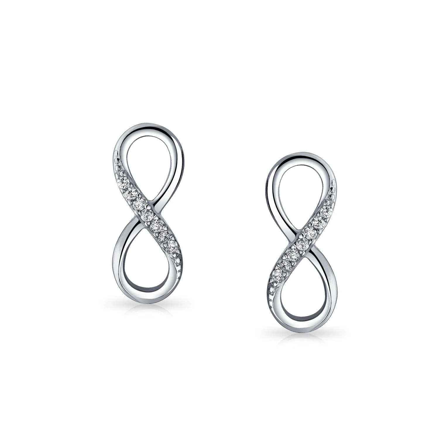 Classic CZ Stud Earrings Love Knot Infinity 14K Gold Sterling Silver - Image 5