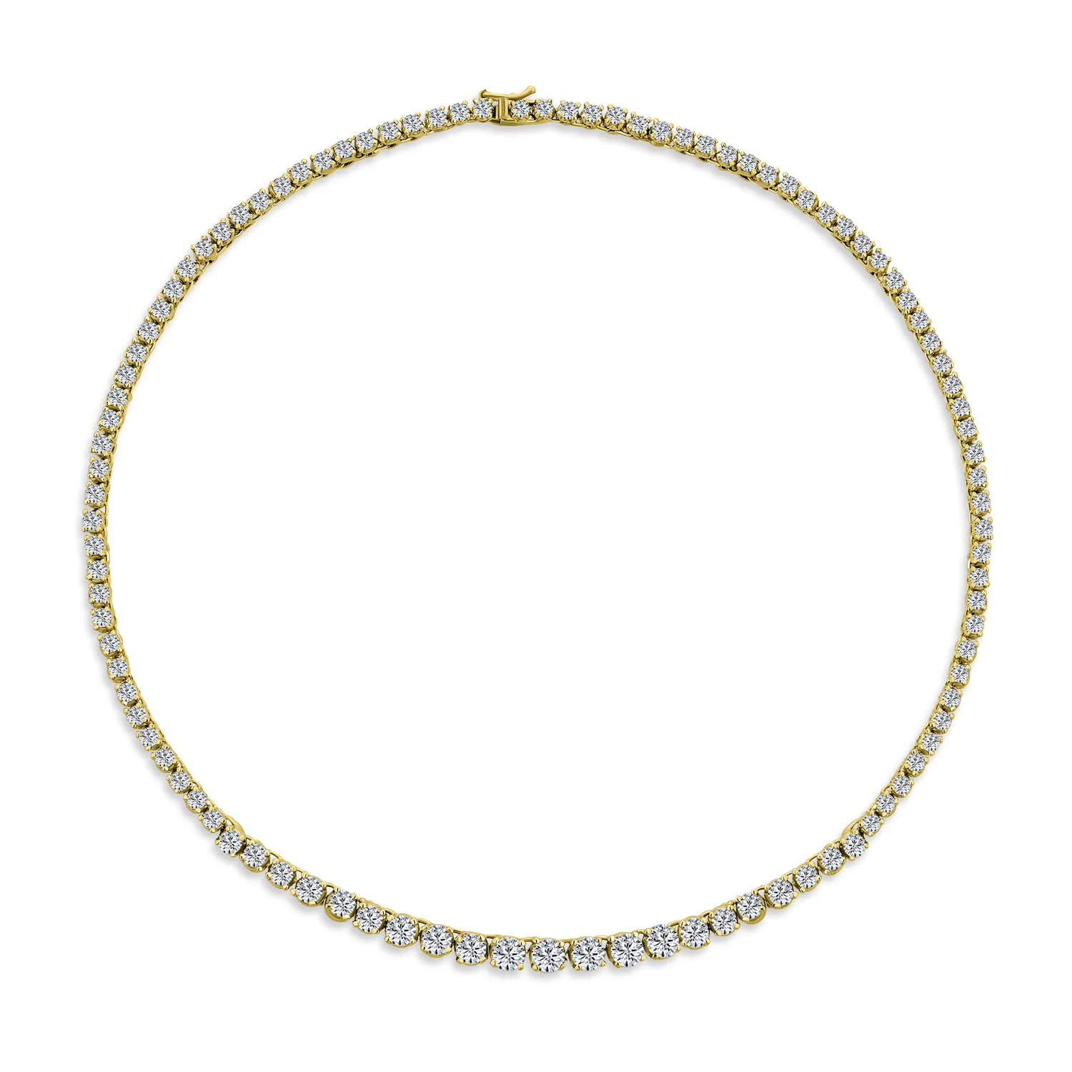 Classic Graduated CZ Cubic Zirconia Statement Tennis Necklace Silver Plated