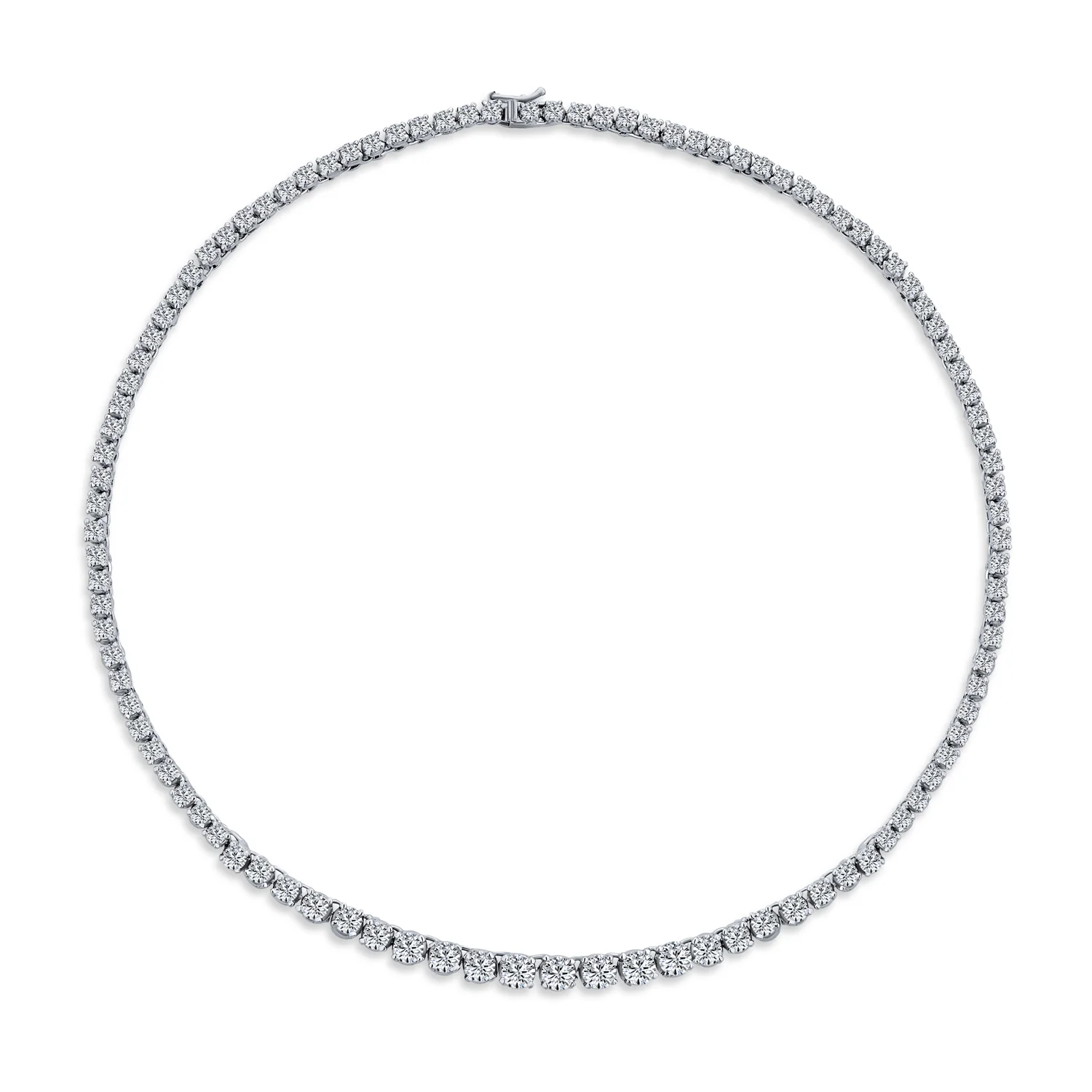 Classic Graduated CZ Cubic Zirconia Statement Tennis Necklace Silver Plated - Image 2