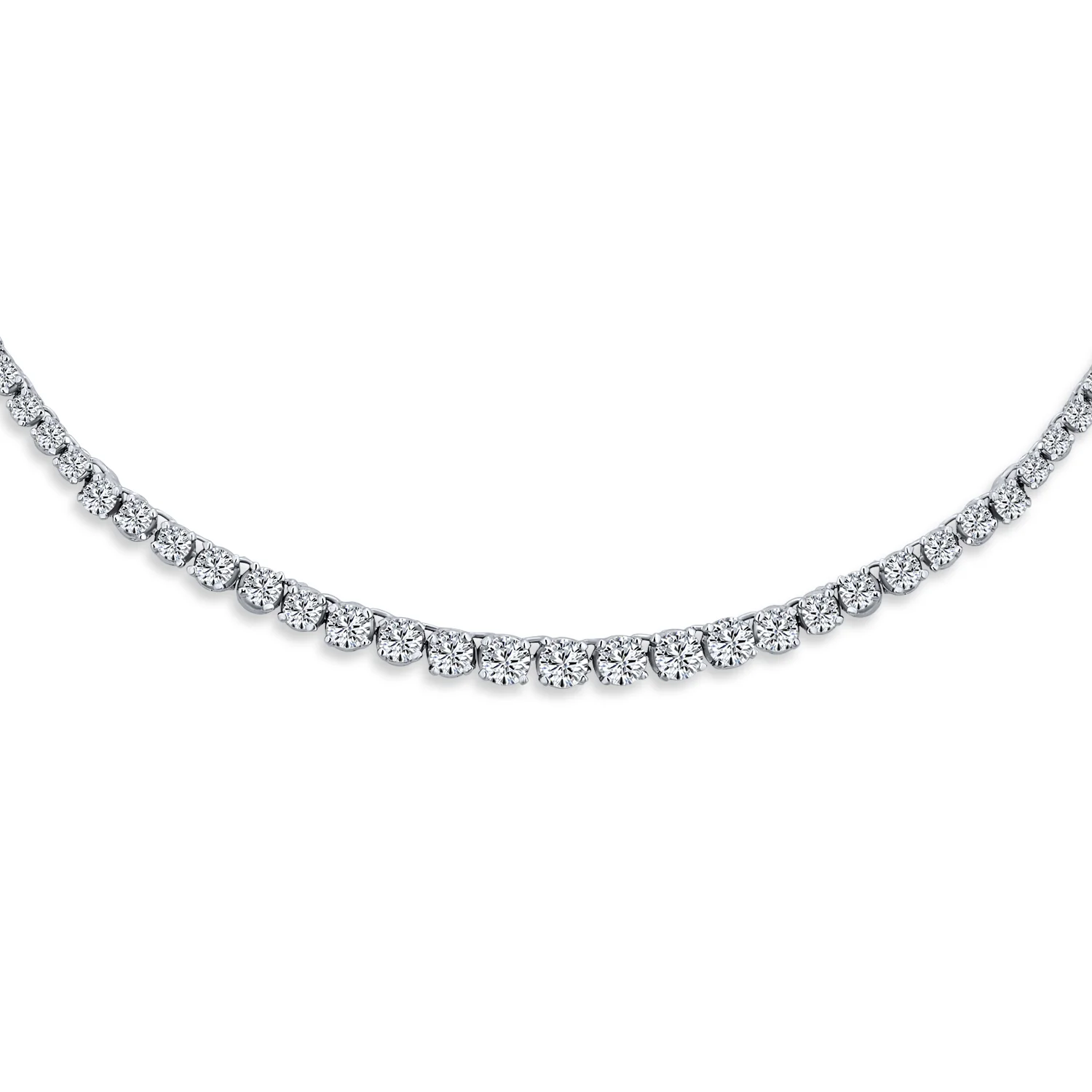 Classic Graduated CZ Cubic Zirconia Statement Tennis Necklace Silver Plated - Image 5