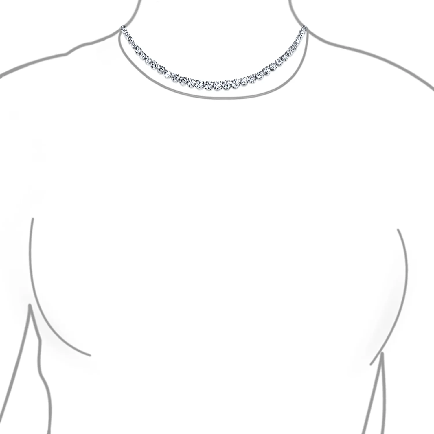Classic Graduated CZ Cubic Zirconia Statement Tennis Necklace Silver Plated - Image 8