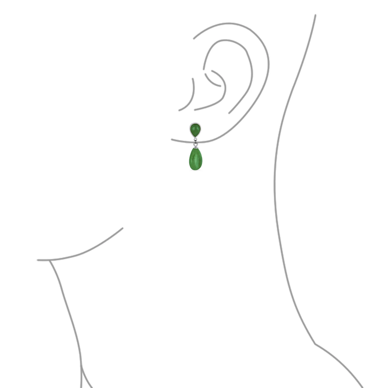 Classic Gemstone Dangle Earrings Black Onyx & Green Jade in 14K Gold Overlay - Image 11