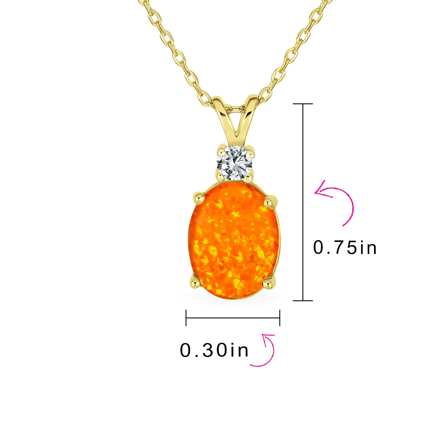 Classic Gemstone CZ Accent Opal Pendant Necklace 14K Gold Plated 16-18 Inch - Image 6