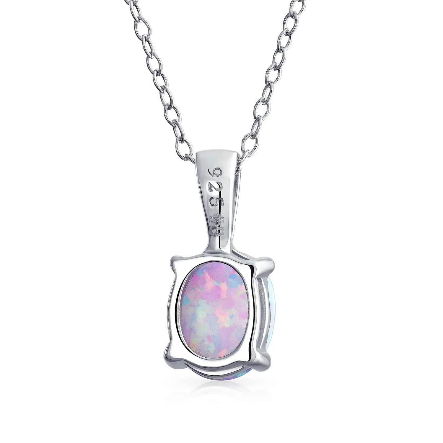 Classic Gemstone Oval Orange Opal Pendant Necklace in Rose Gold Sterling Silver - Image 4