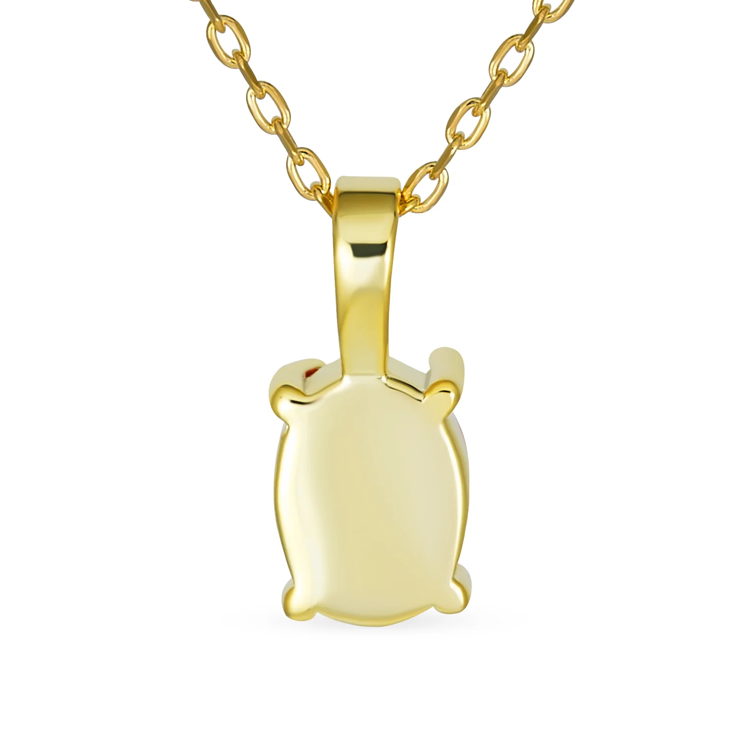 Classic Gemstone Oval Orange Opal Pendant Necklace in Rose Gold Sterling Silver - Image 5