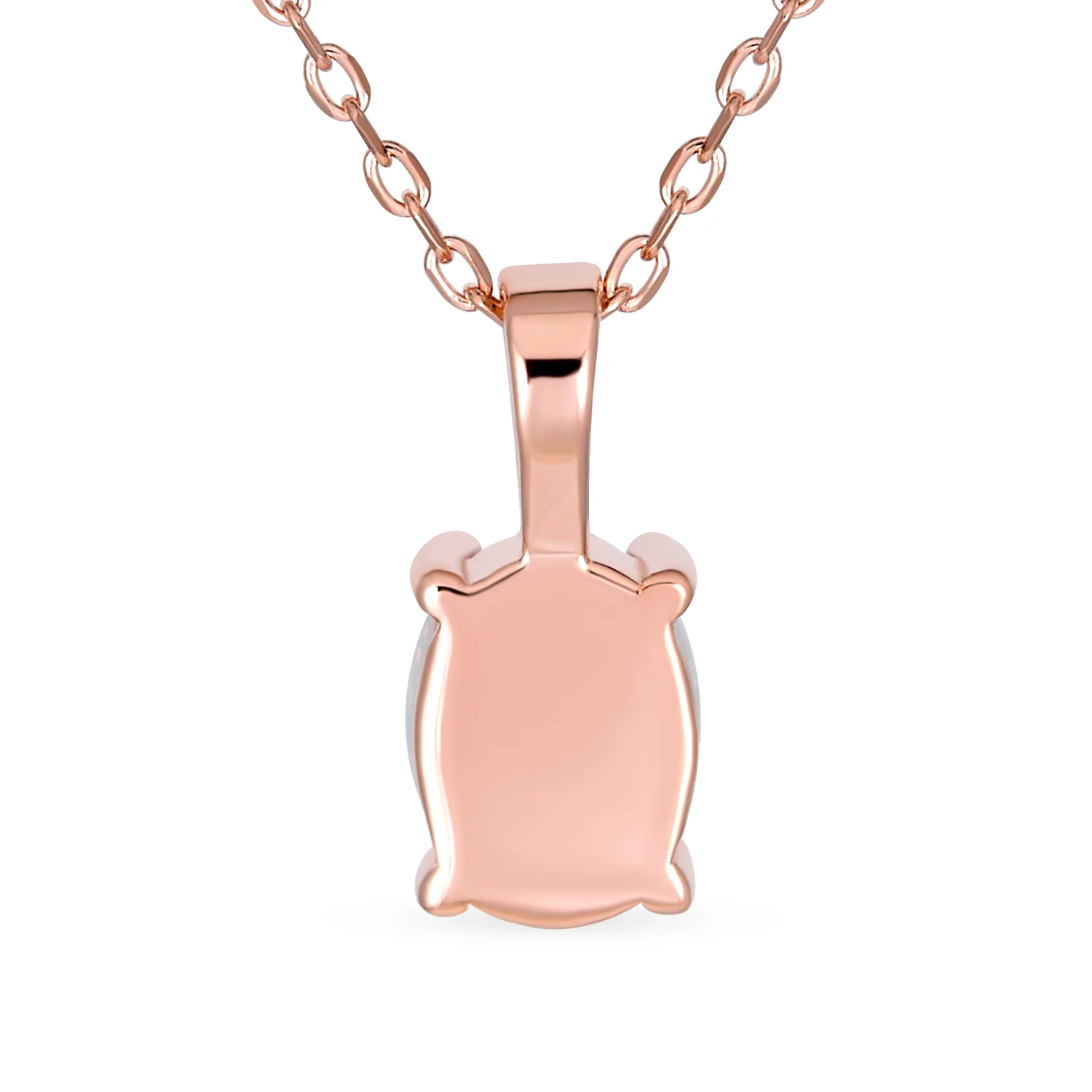 Classic Gemstone Oval Orange Opal Pendant Necklace in Rose Gold Sterling Silver - Image 6