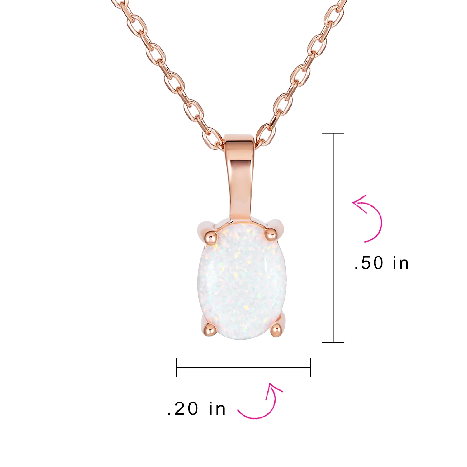 Classic Gemstone Oval Orange Opal Pendant Necklace in Rose Gold Sterling Silver - Image 9