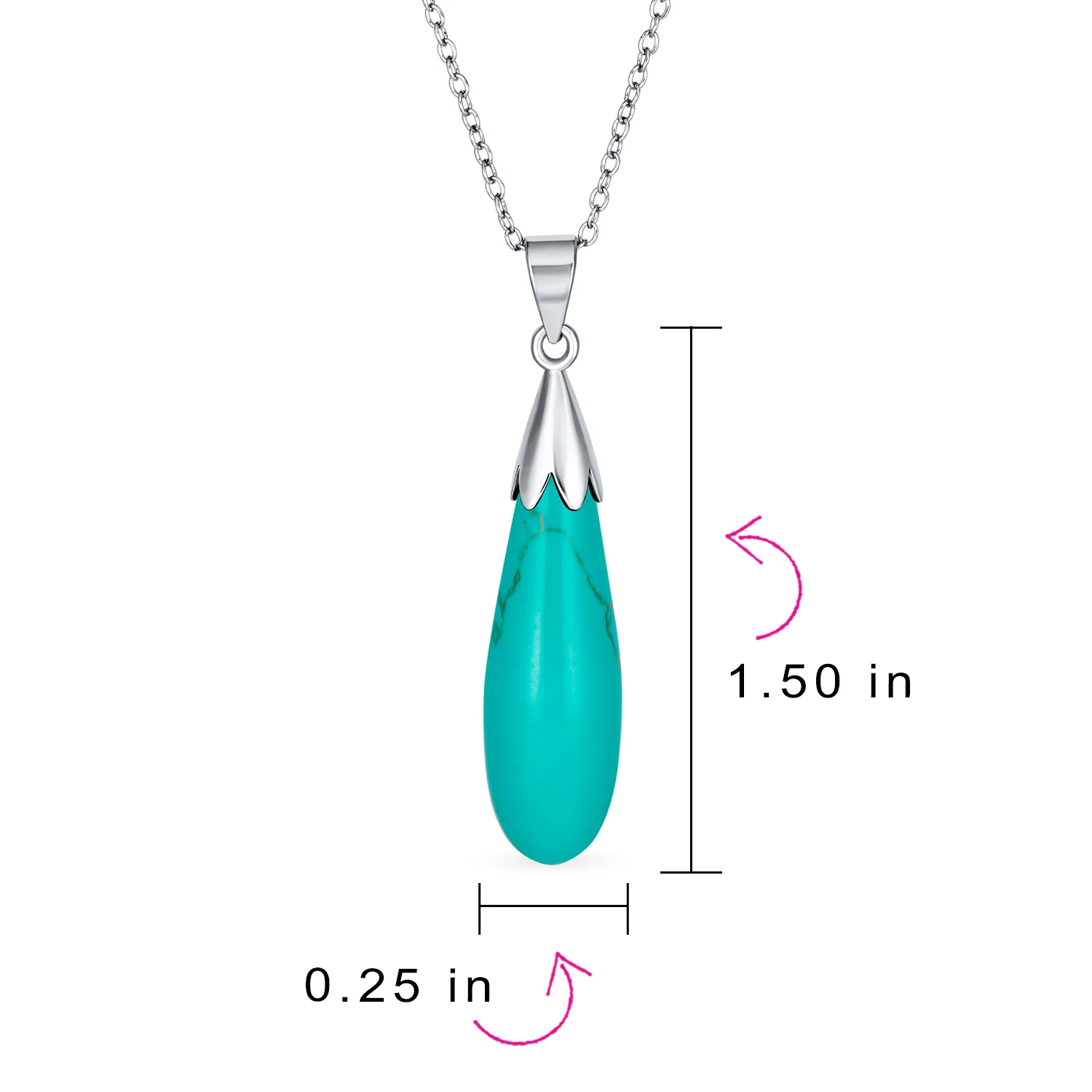 Classic Semi-Precious Gemstone Teardrop Pendant Necklace 14K Gold Plated Silver - Image 11