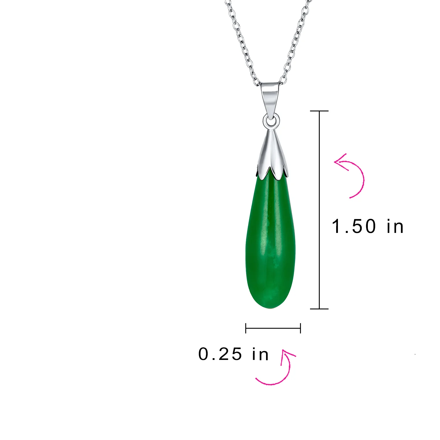 Classic Semi-Precious Gemstone Teardrop Pendant Necklace 14K Gold Plated Silver - Image 12