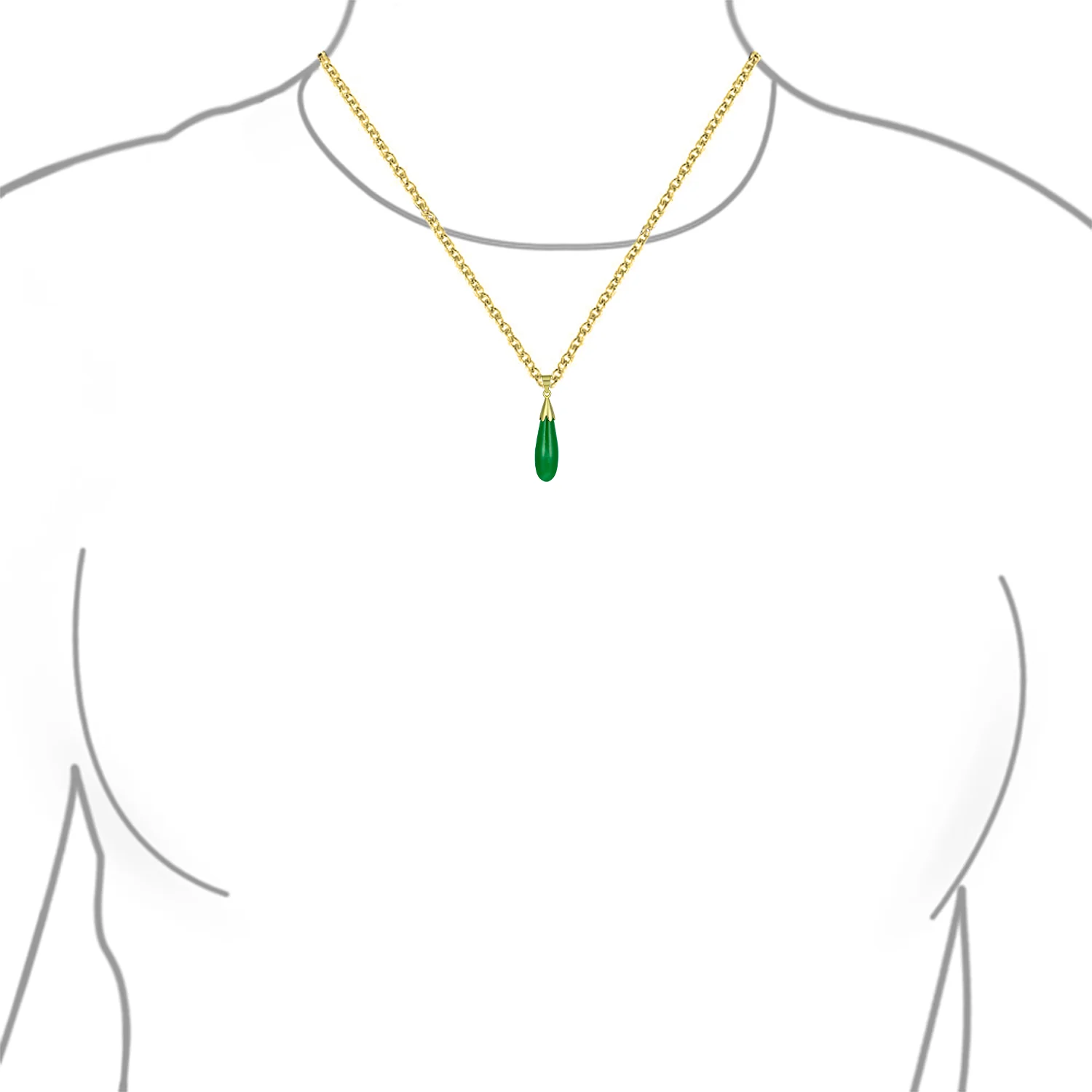 Classic Semi-Precious Gemstone Teardrop Pendant Necklace 14K Gold Plated Silver - Image 5