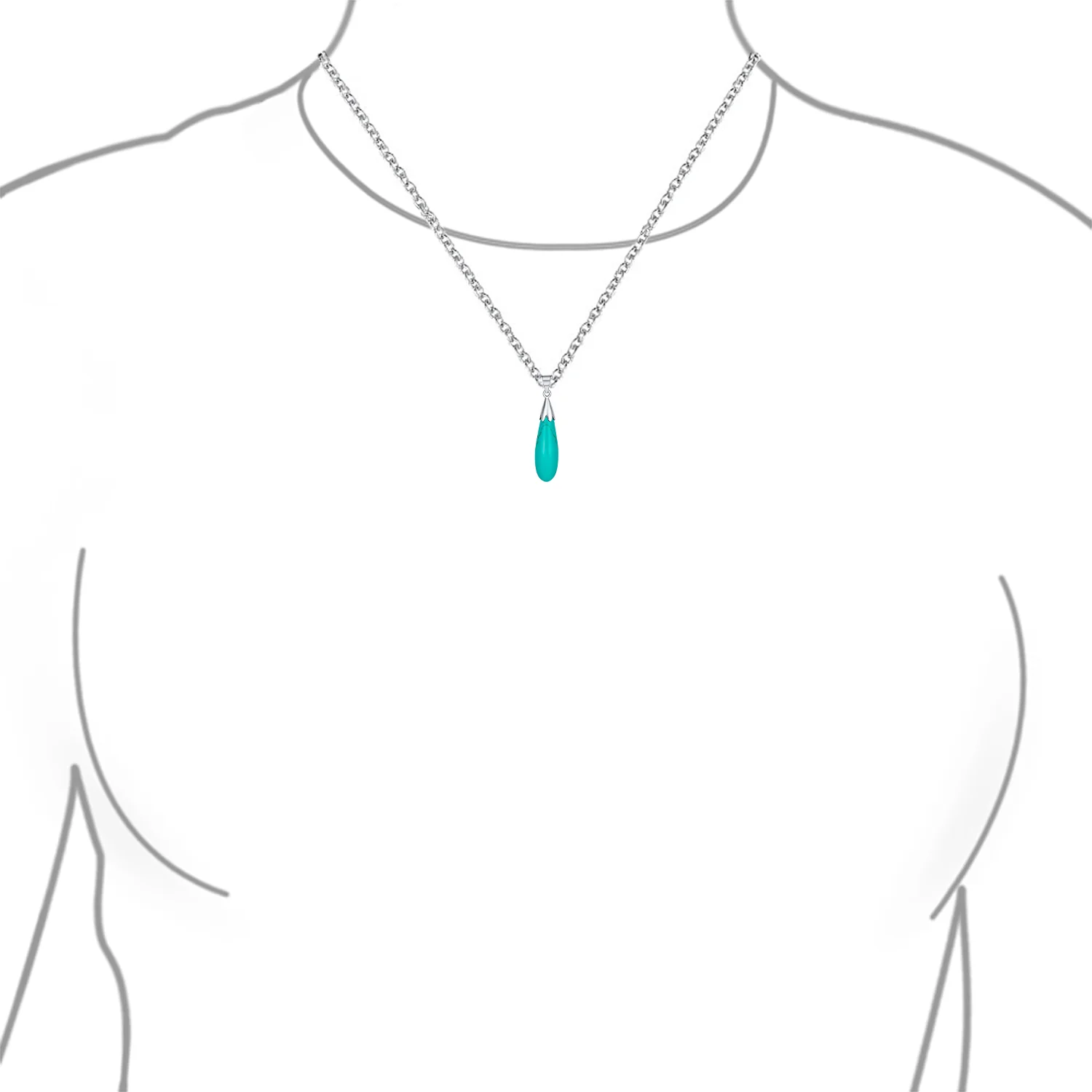 Classic Semi-Precious Gemstone Teardrop Pendant Necklace 14K Gold Plated Silver - Image 7