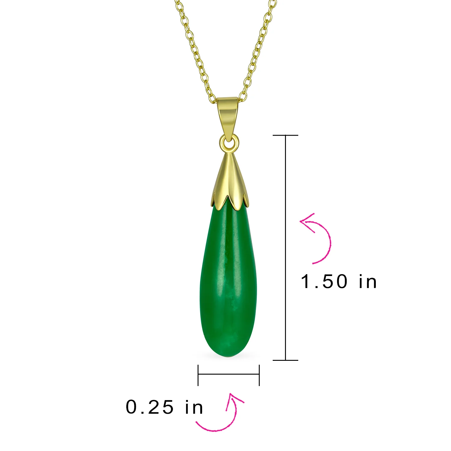 Classic Semi-Precious Gemstone Teardrop Pendant Necklace 14K Gold Plated Silver - Image 9