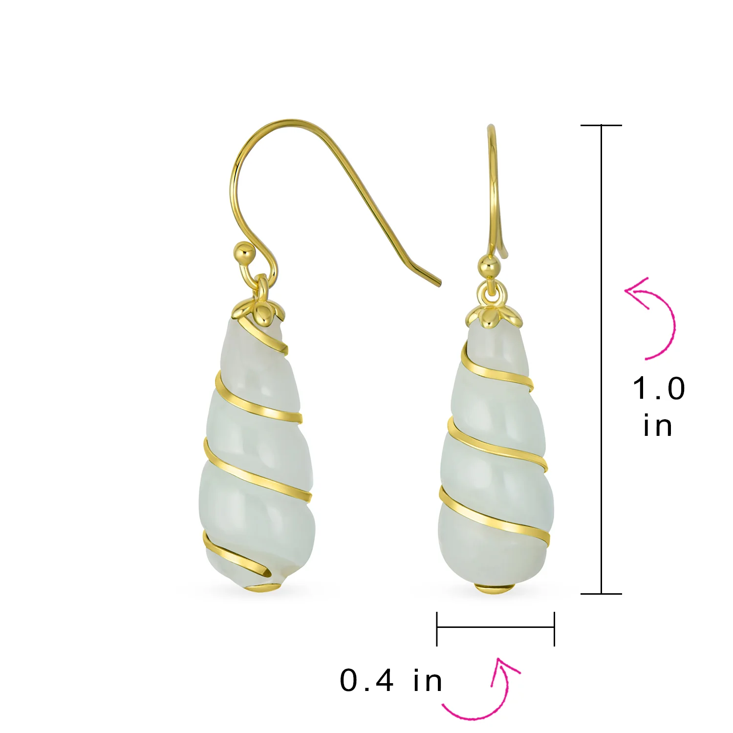 Classic Green Jade Teardrop Twisting Swirl Dangle Earrings Gold Sterling Silver - Image 8