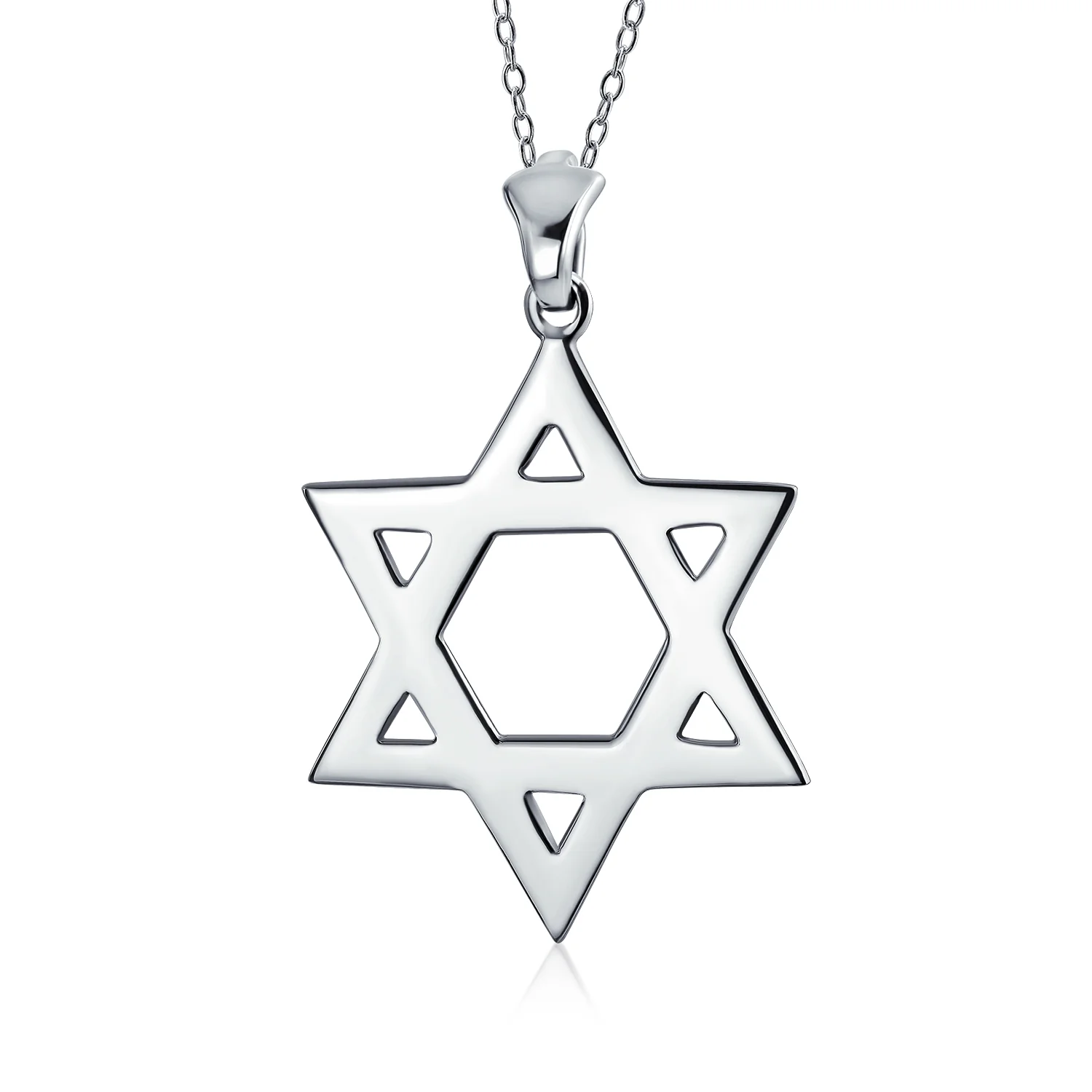 Classic Judaica Open Magen Star of David Pendant Necklace Sterling Silver