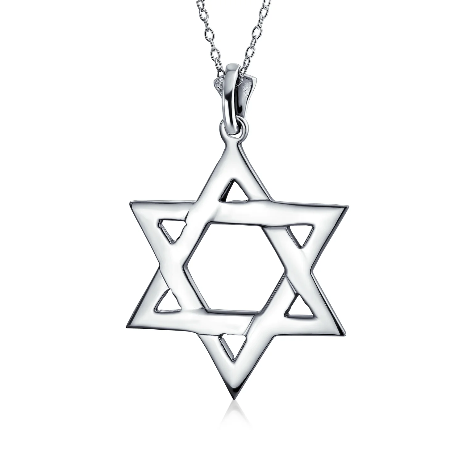 Classic Judaica Open Magen Star of David Pendant Necklace Sterling Silver - Image 2