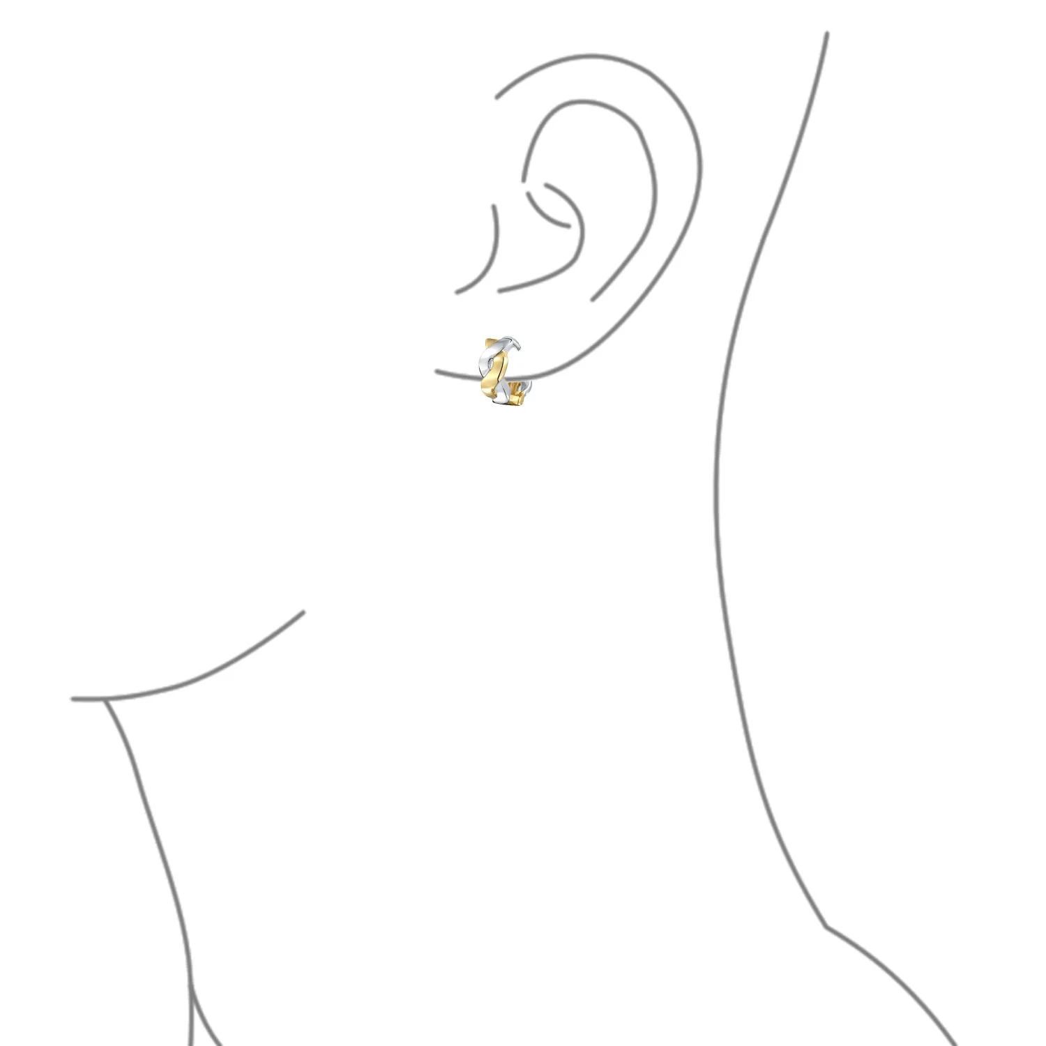 Two Tone Love Knot Symbol Infinity Huggie Mini Hoop Earrings Gold Plated .925 Sterling Silver - Image 8